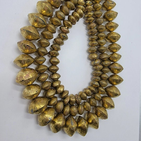 Gold Tuareg Bi-cone Beads, African Beads, Jewelry Making