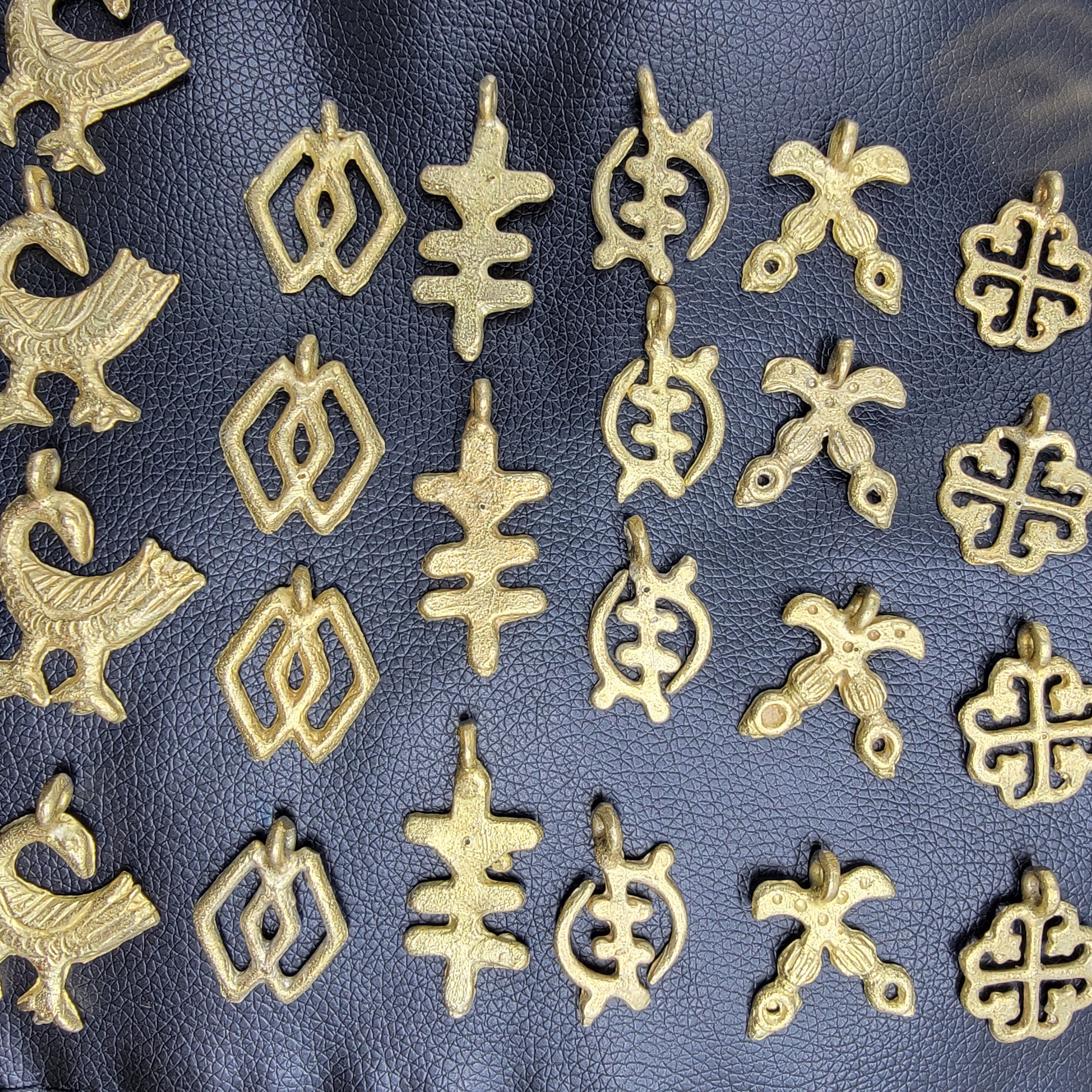 Adinkra Medium Charm Beads, Lost Wax Pendant, African Brass Beads