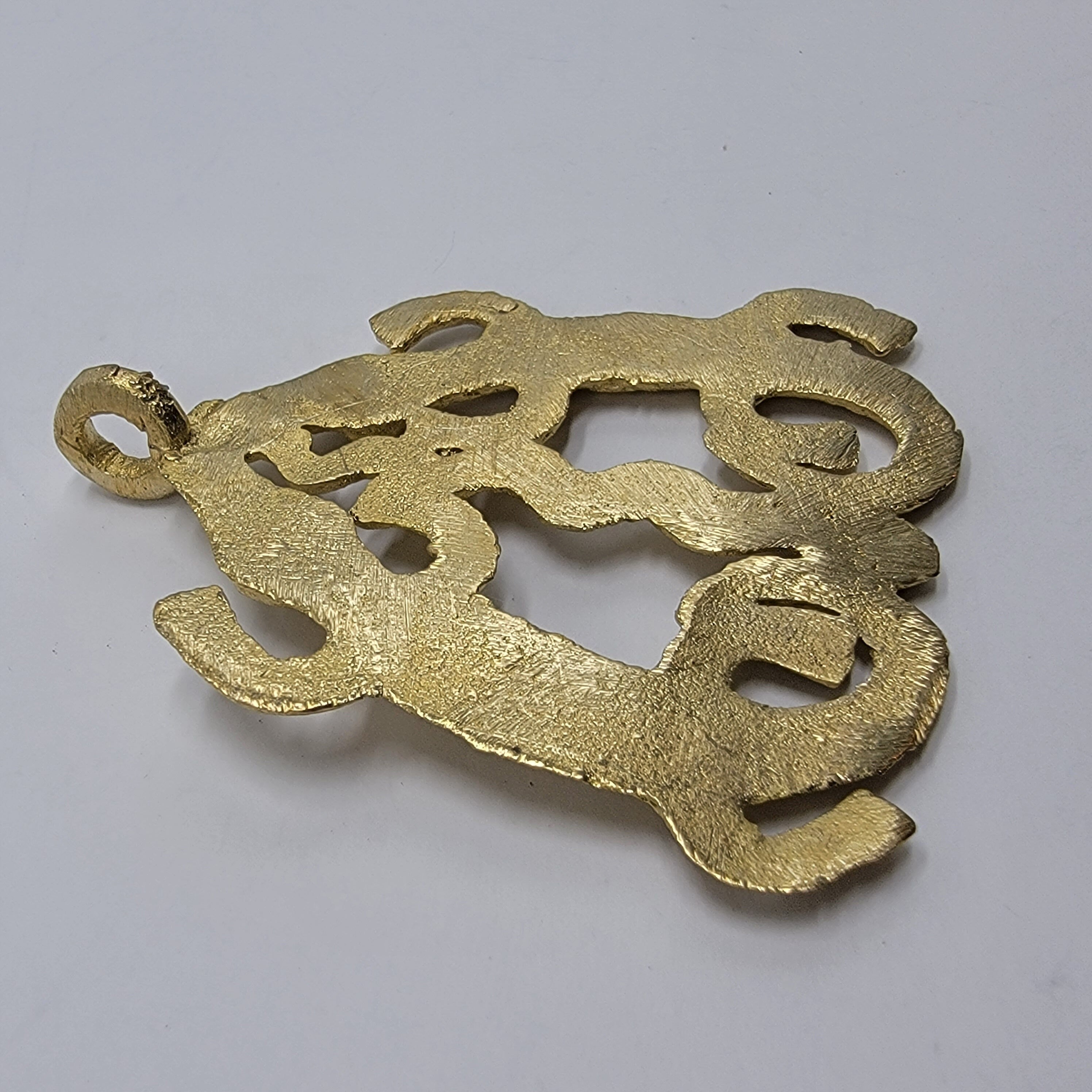 Crocodile and Snake Brass Pendant, Ashanti Brass