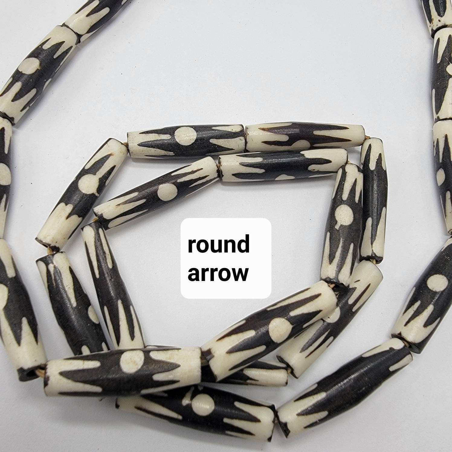 African Tube Batik Bone Bead, Bone Beads