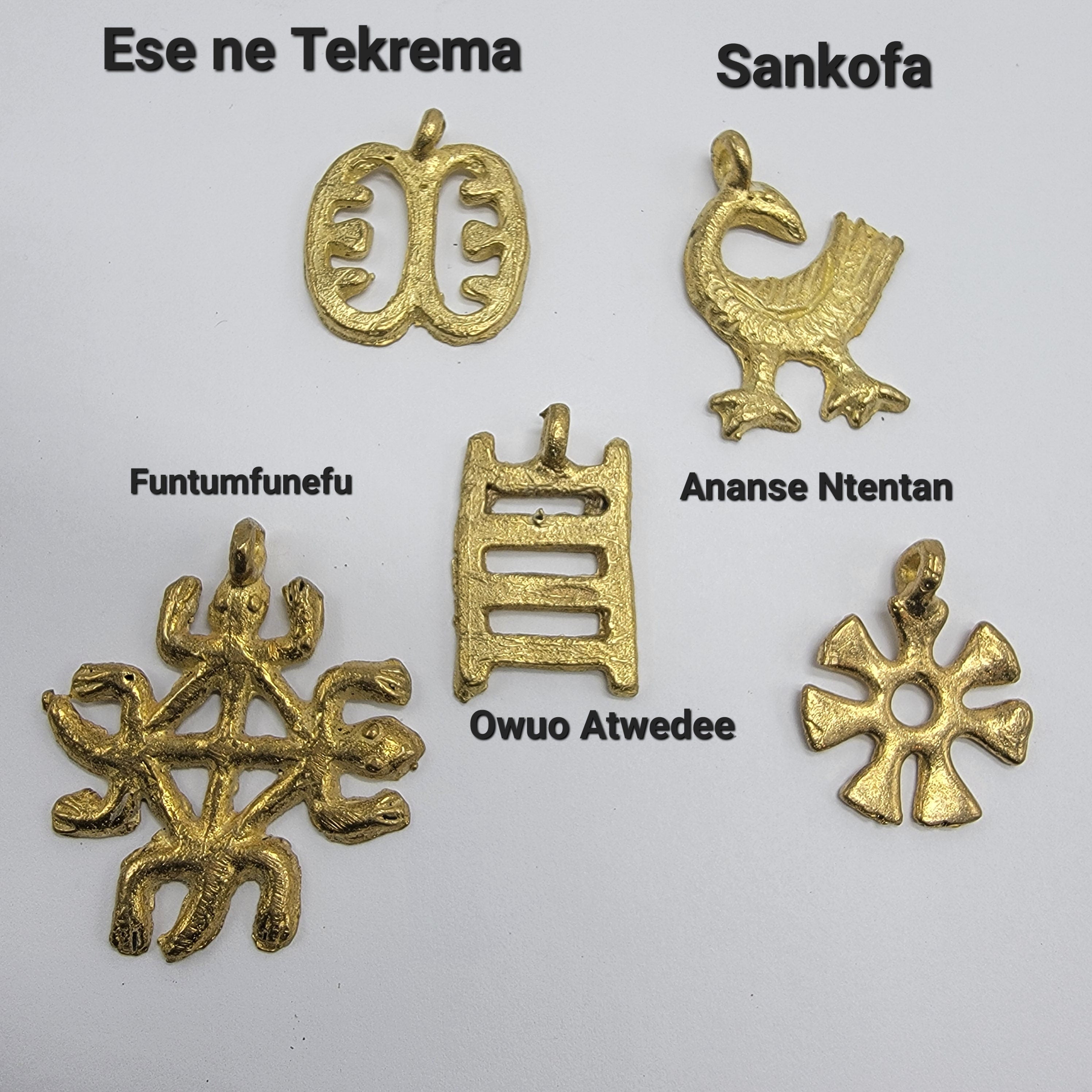 Adinkra Medium Charm Beads, Lost Wax Pendant, African Brass Beads