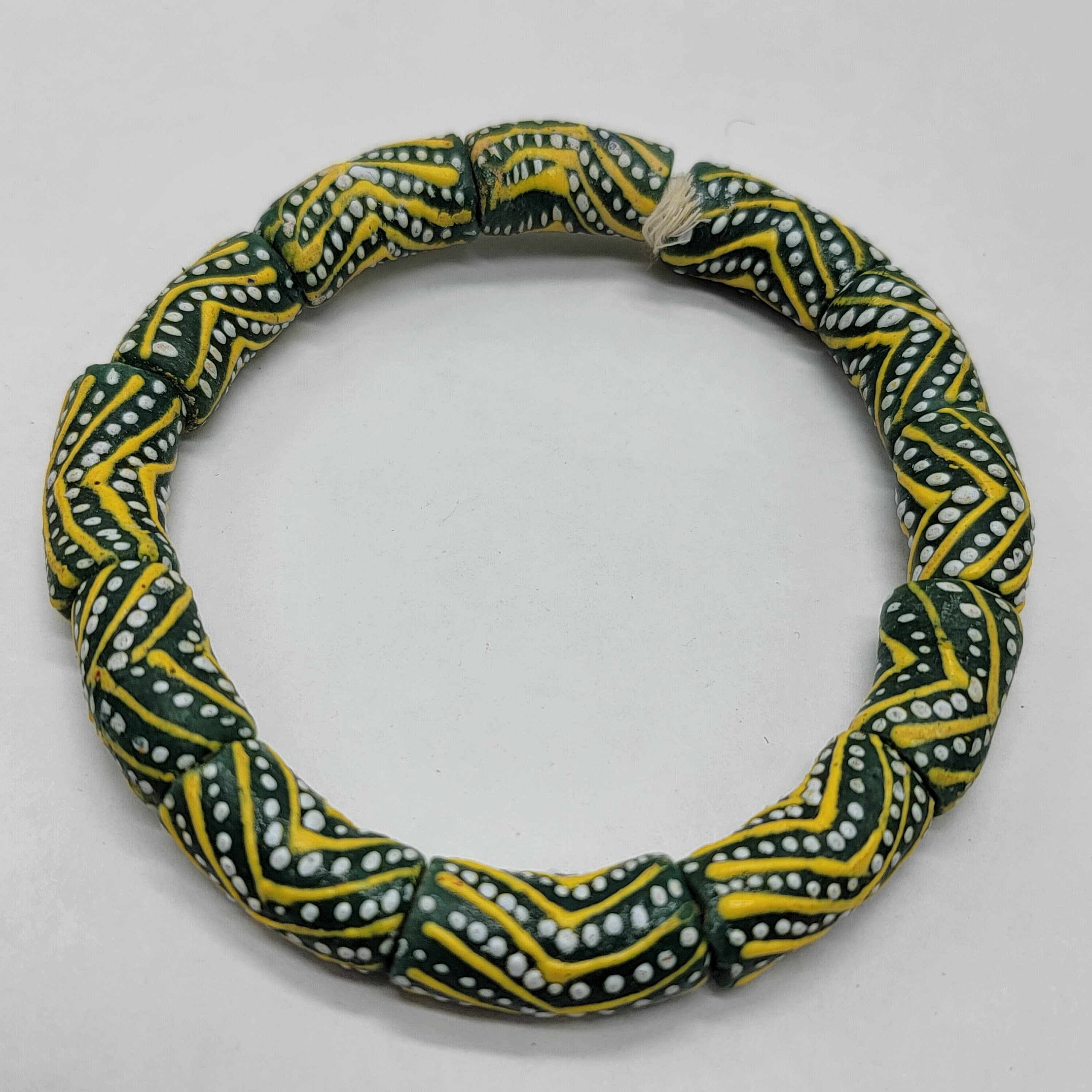 Green Hand Painted Krobo Powdered Glass Beads