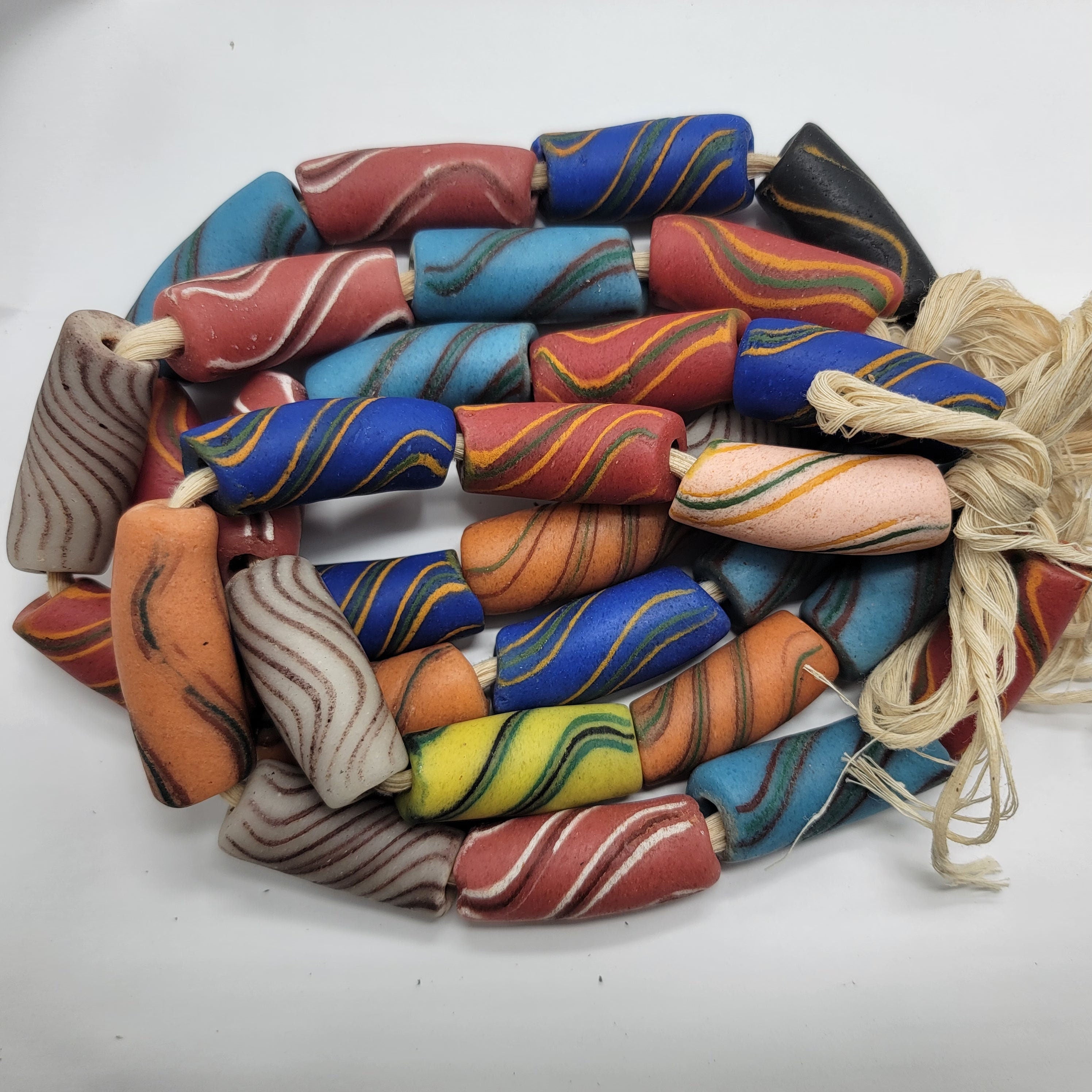 8 African Krobo Tube Beads