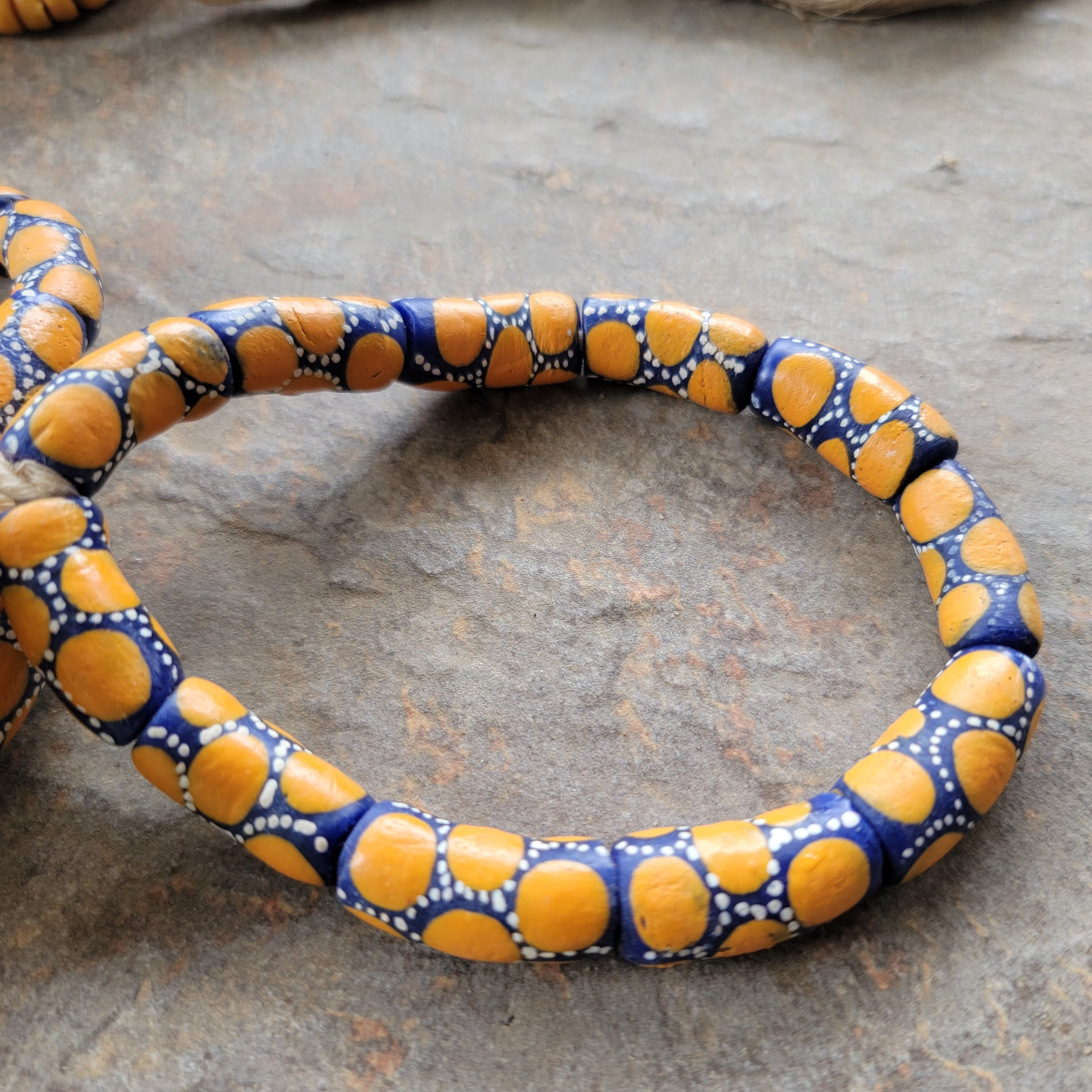 10 Dotted Hand printed of African Beads, Tribal Beads