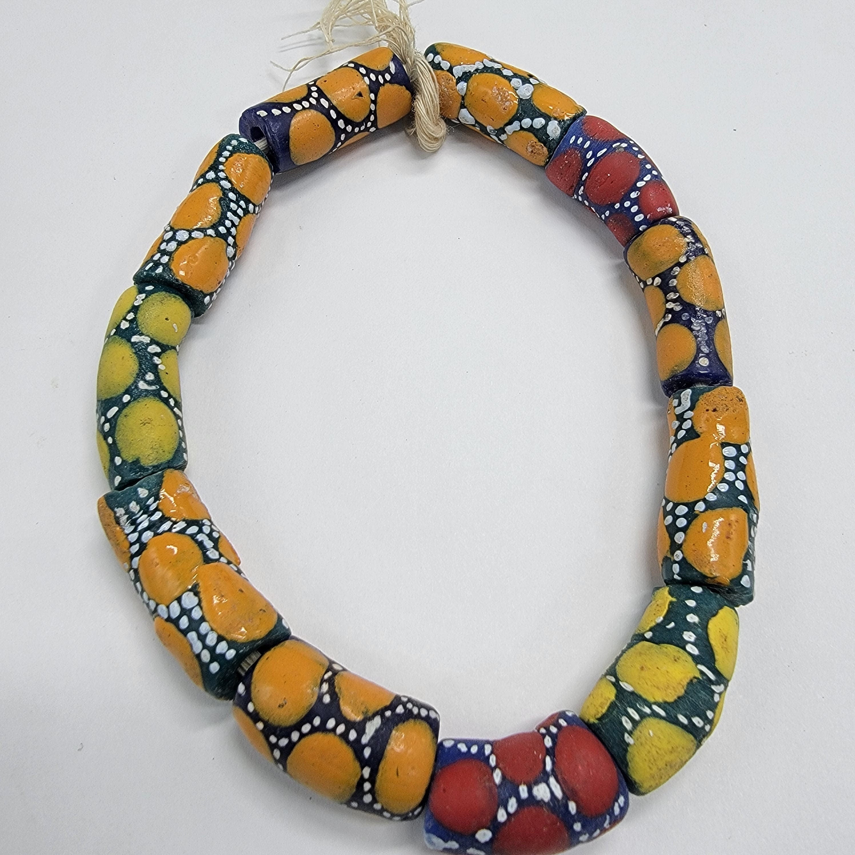 10 Dotted Hand printed of African Beads, Tribal Beads