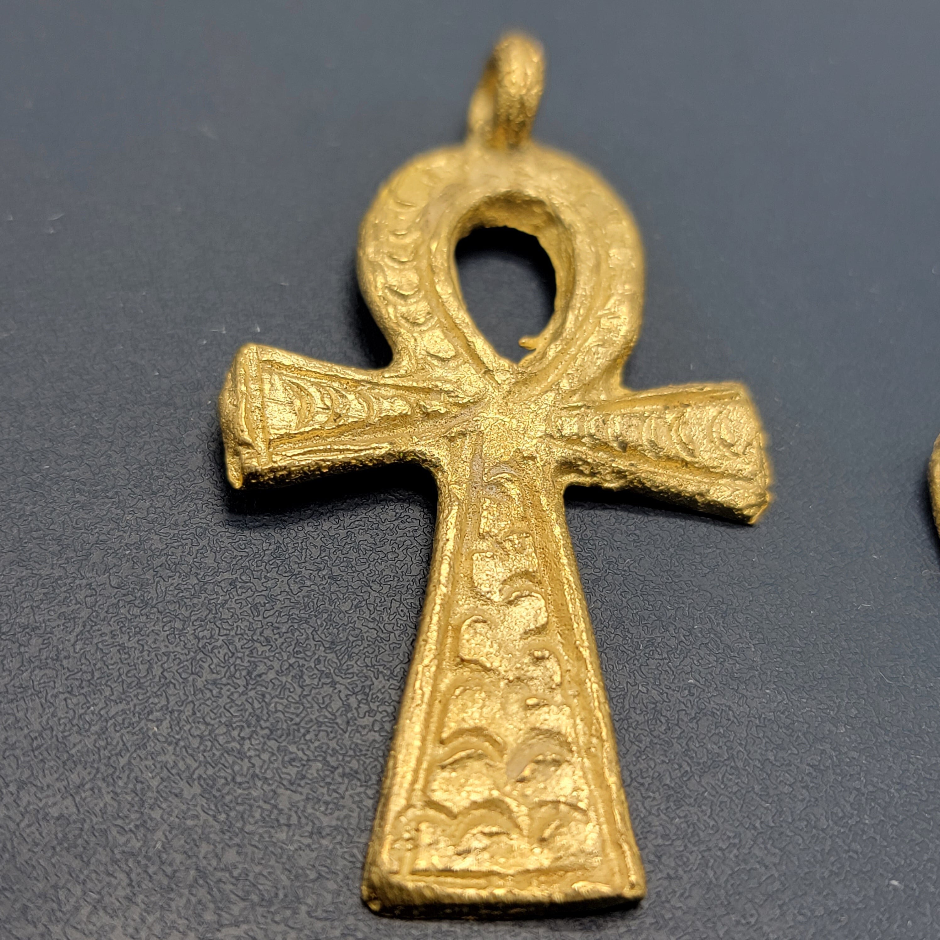 Ankh Pendant, Brass Beads