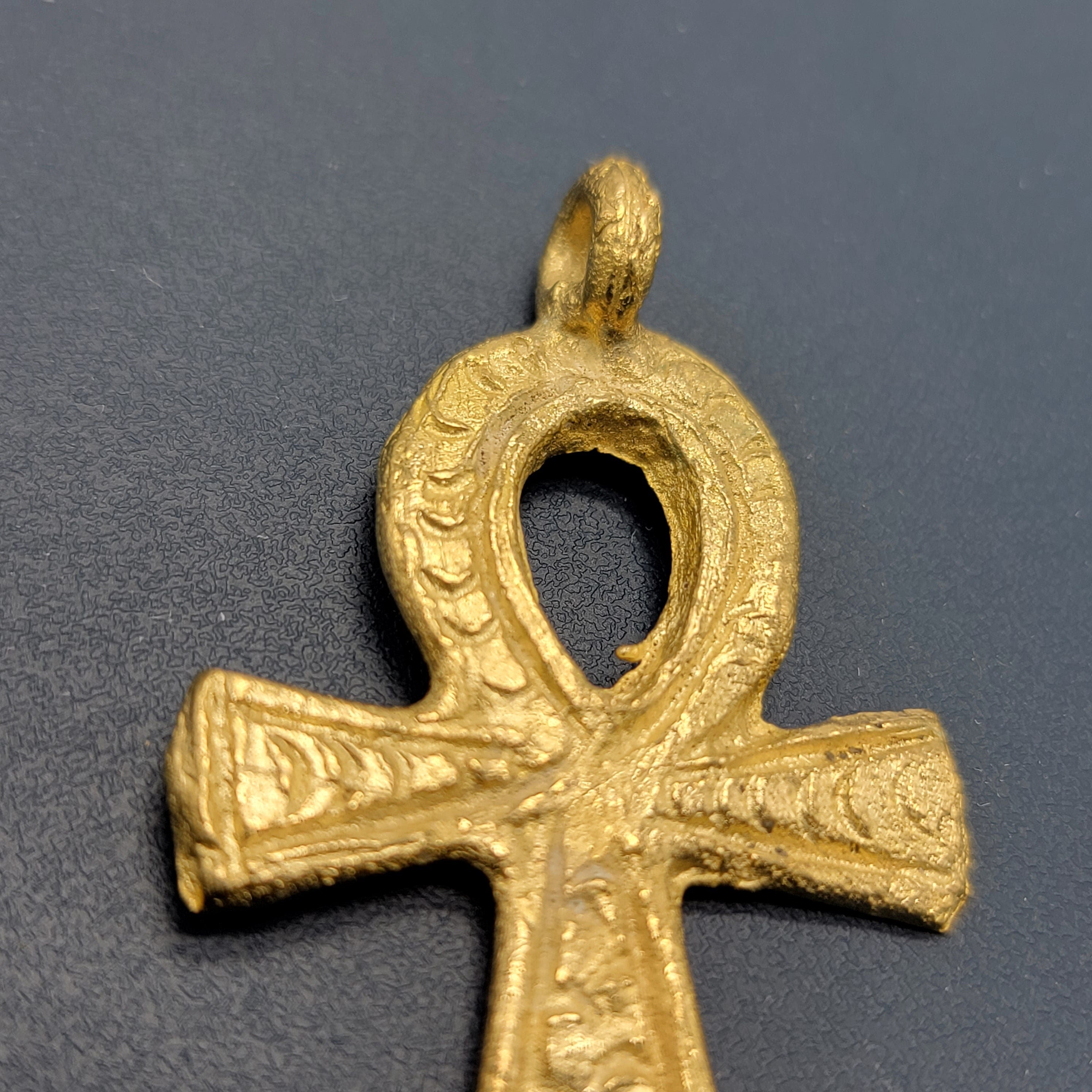 Ankh Pendant, Brass Beads