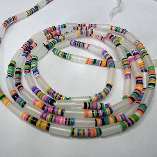 Glow in the Dark Viny Beads, Vinyl Waist Beads, African Wasit Beads, Plus Size Tummy Beads