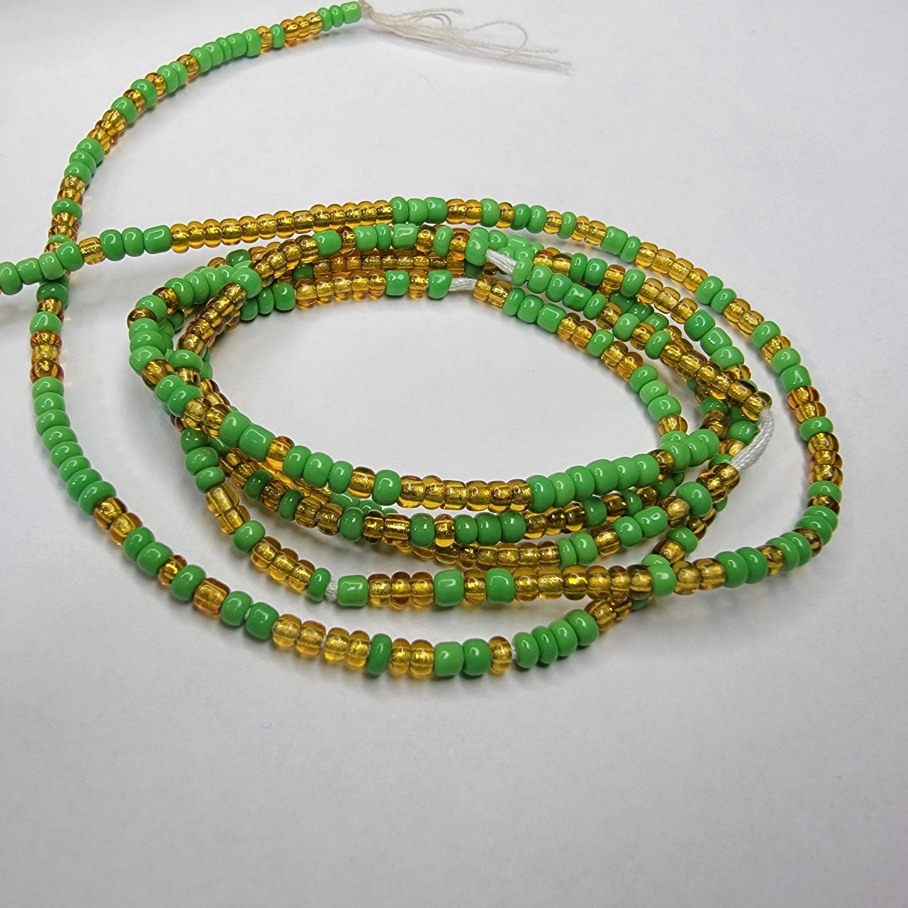 Green Gold Clasp Waist Beads, Stretch Belly Chain, Tie On