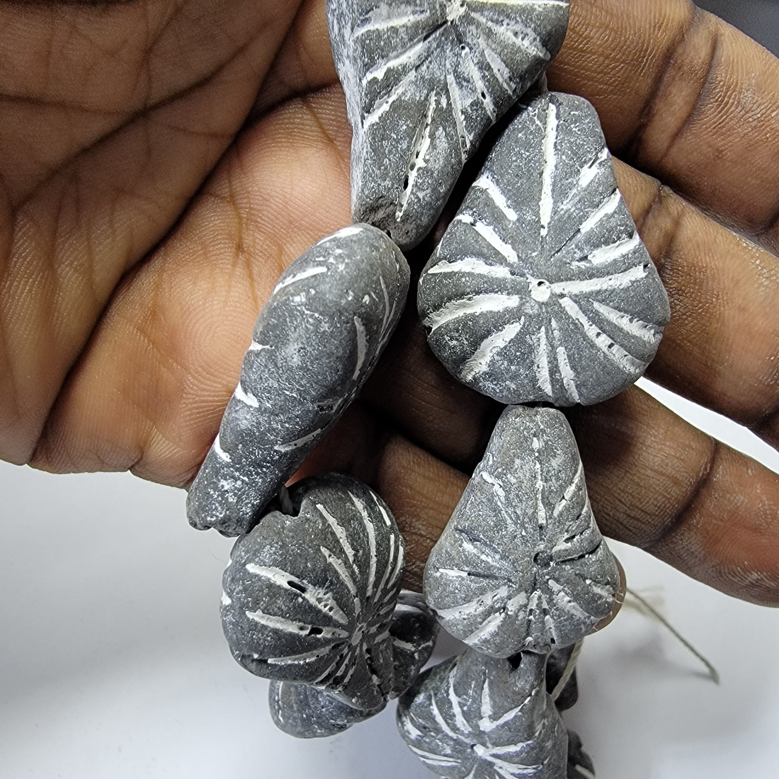 5 leaf Terracotta Beads, African Clay Beads