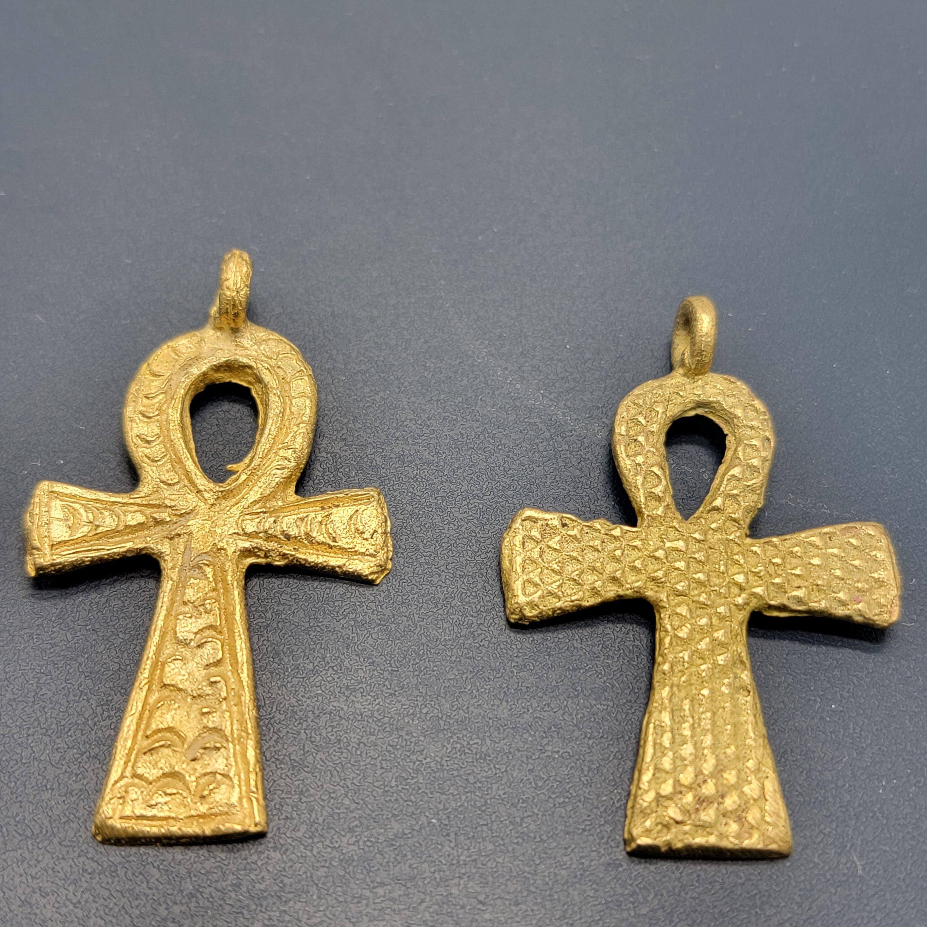 Ankh Pendant, Brass Beads