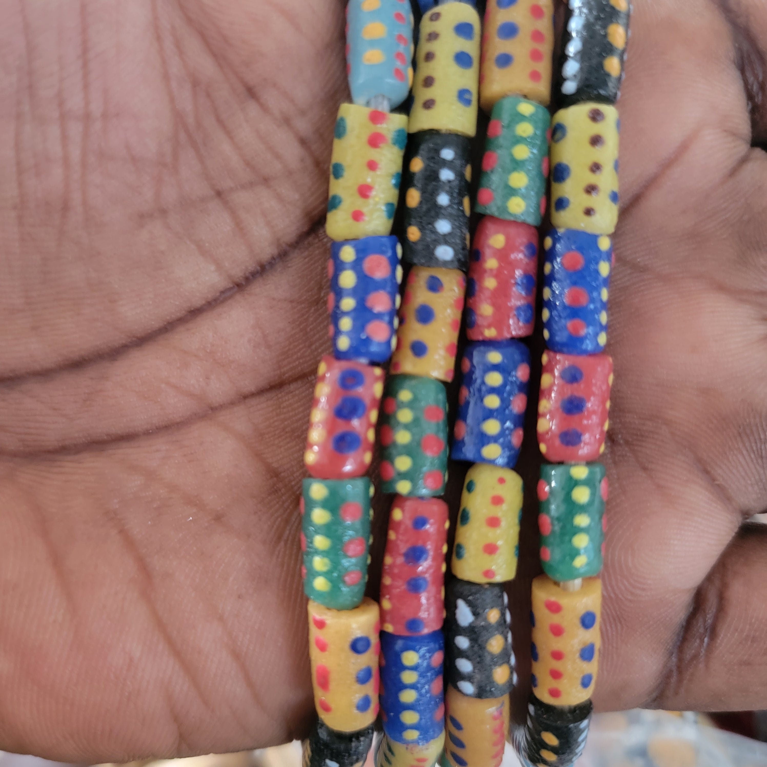 22 Tiny Dotted African Mix Beads