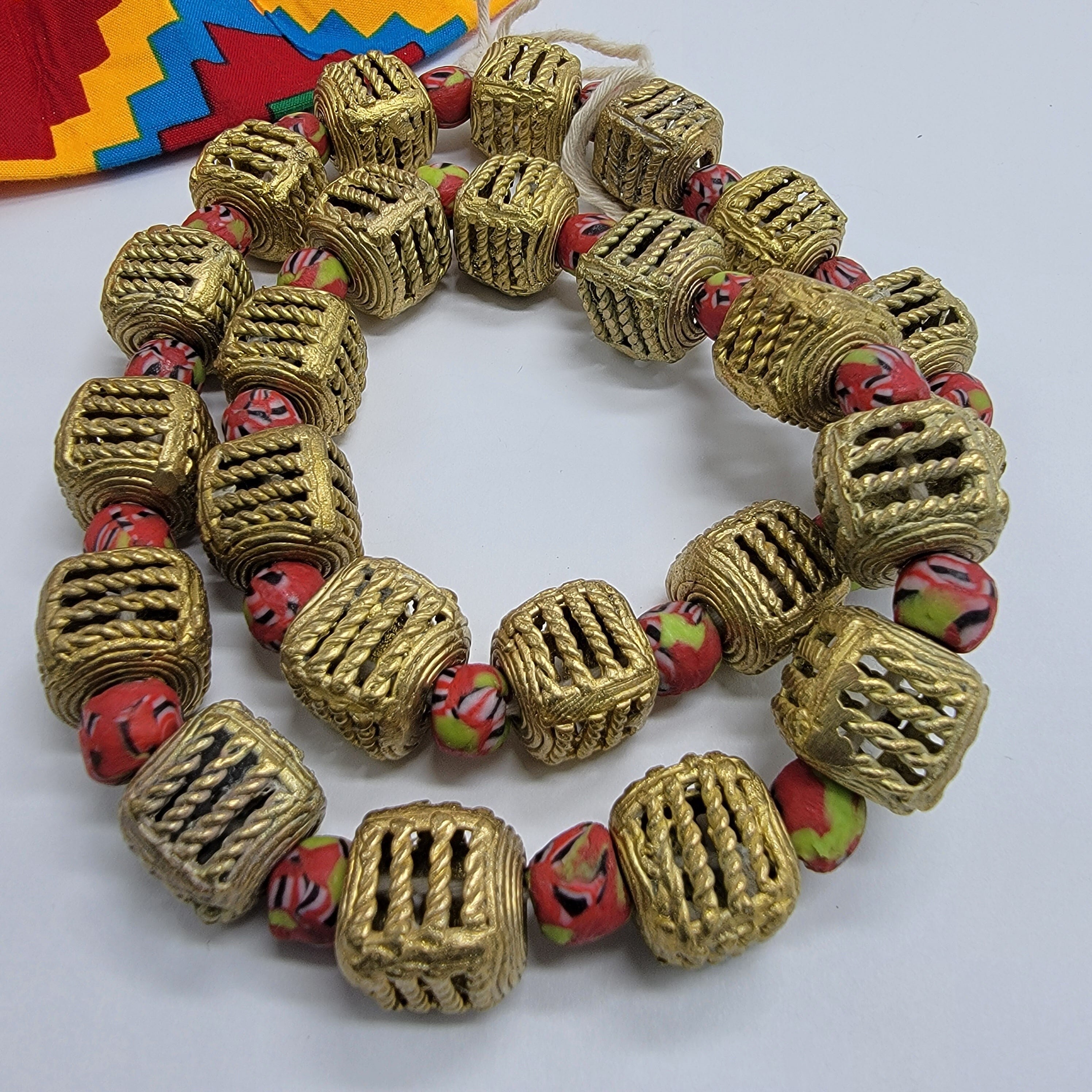 Cube Brass Beads, African Jewelry