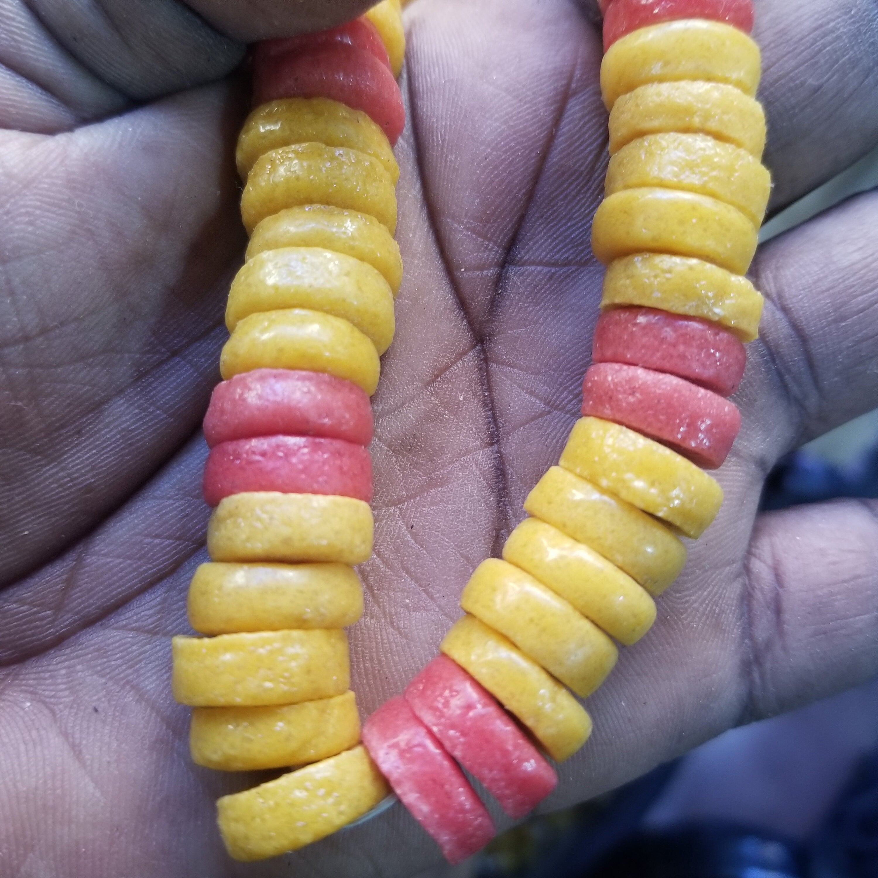 48 Mustard Yellow Red Spacer Beads