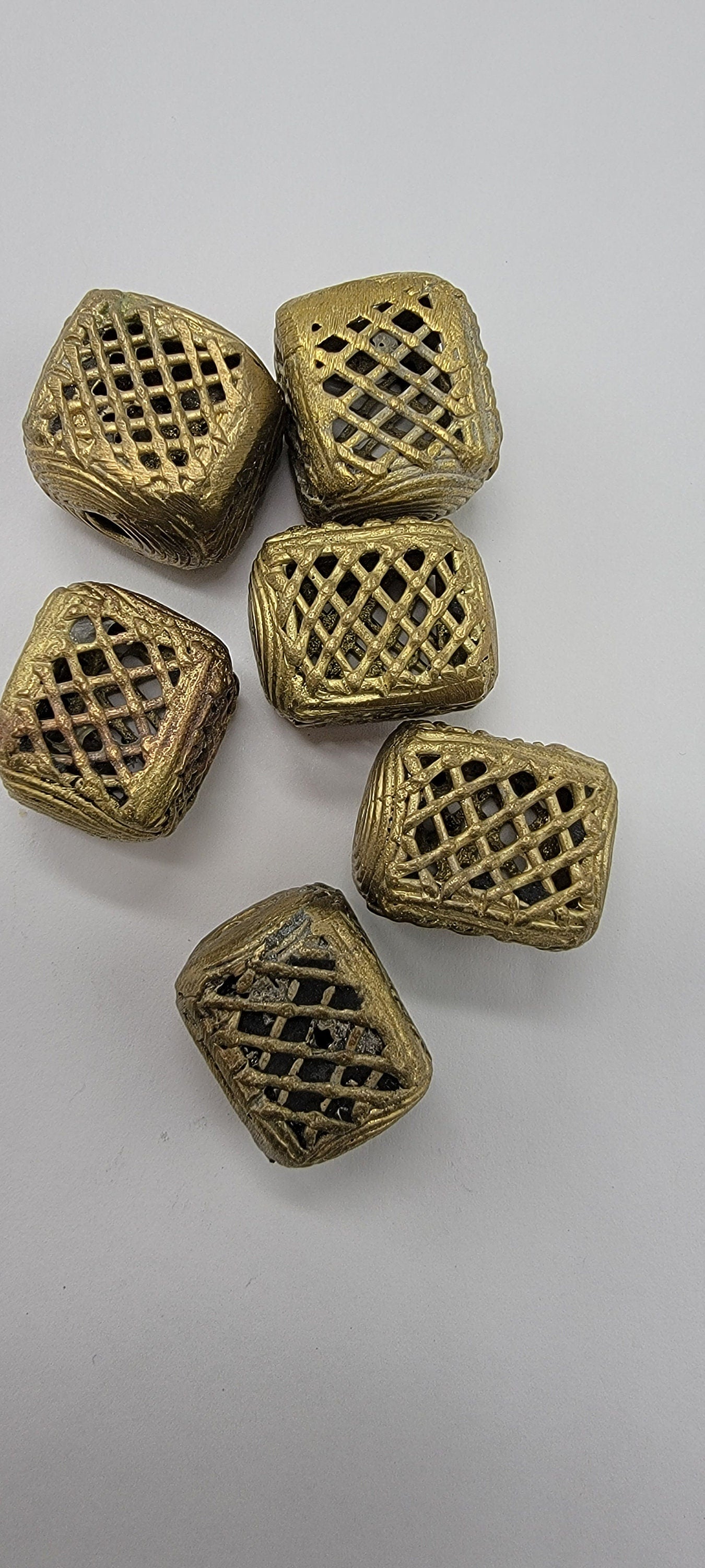 Cube Brass Beads, African Charm, Tribal Brass Pendant