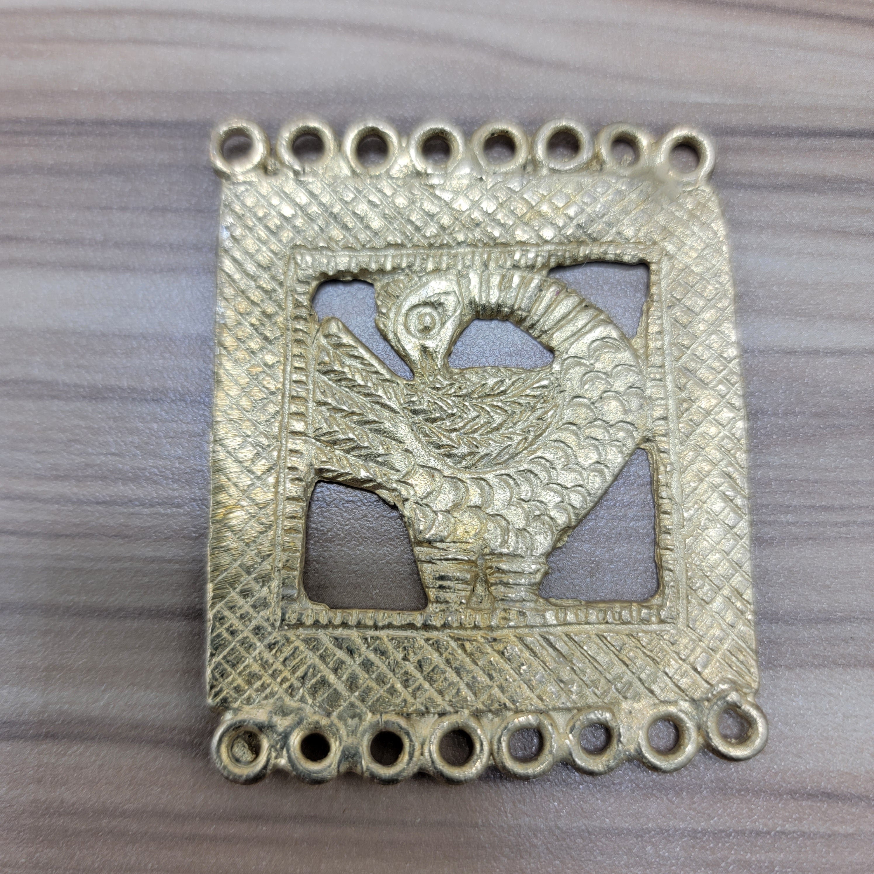 Sankofa Brass Pendant, Ashanti Brass Beads