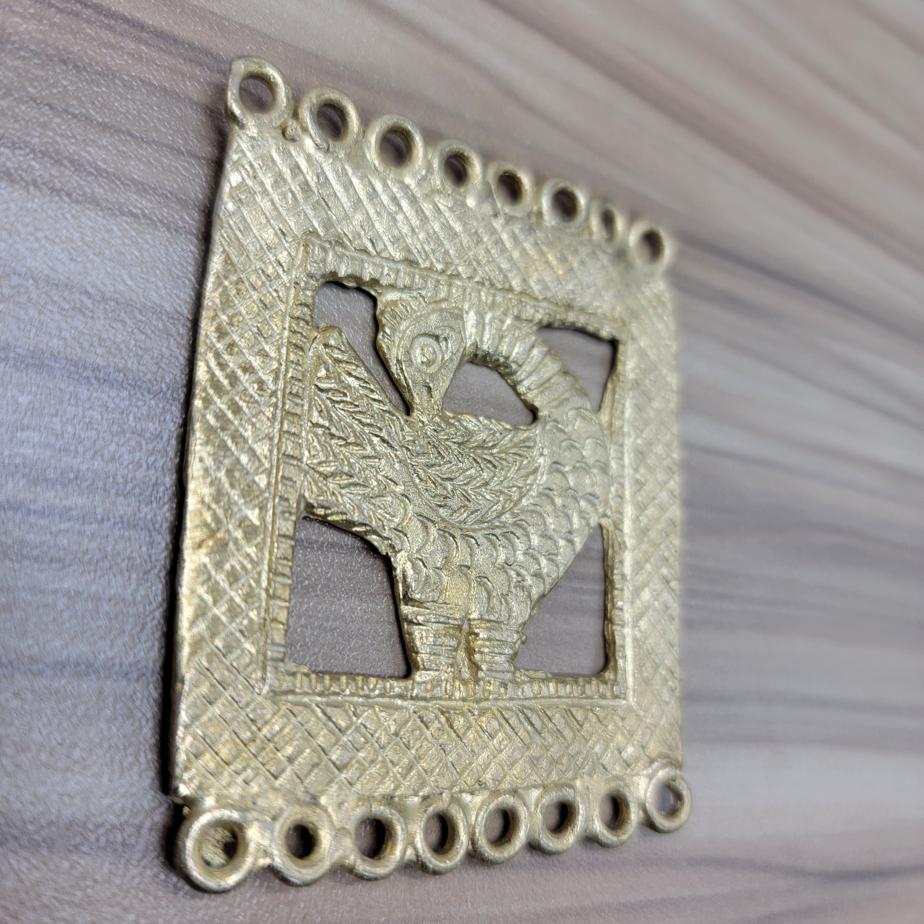 Sankofa Brass Pendant, Ashanti Brass Beads