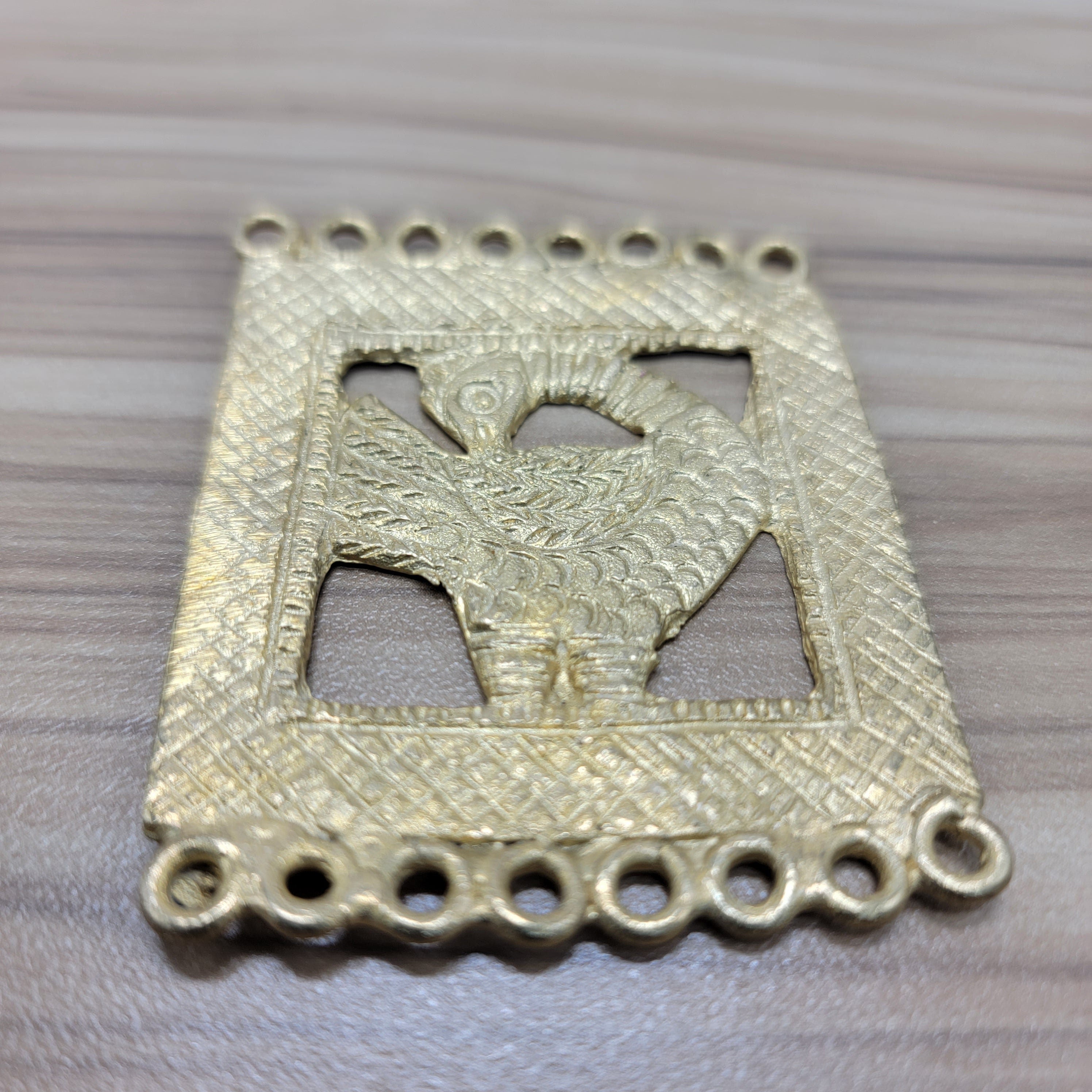 Sankofa Brass Pendant, Ashanti Brass Beads