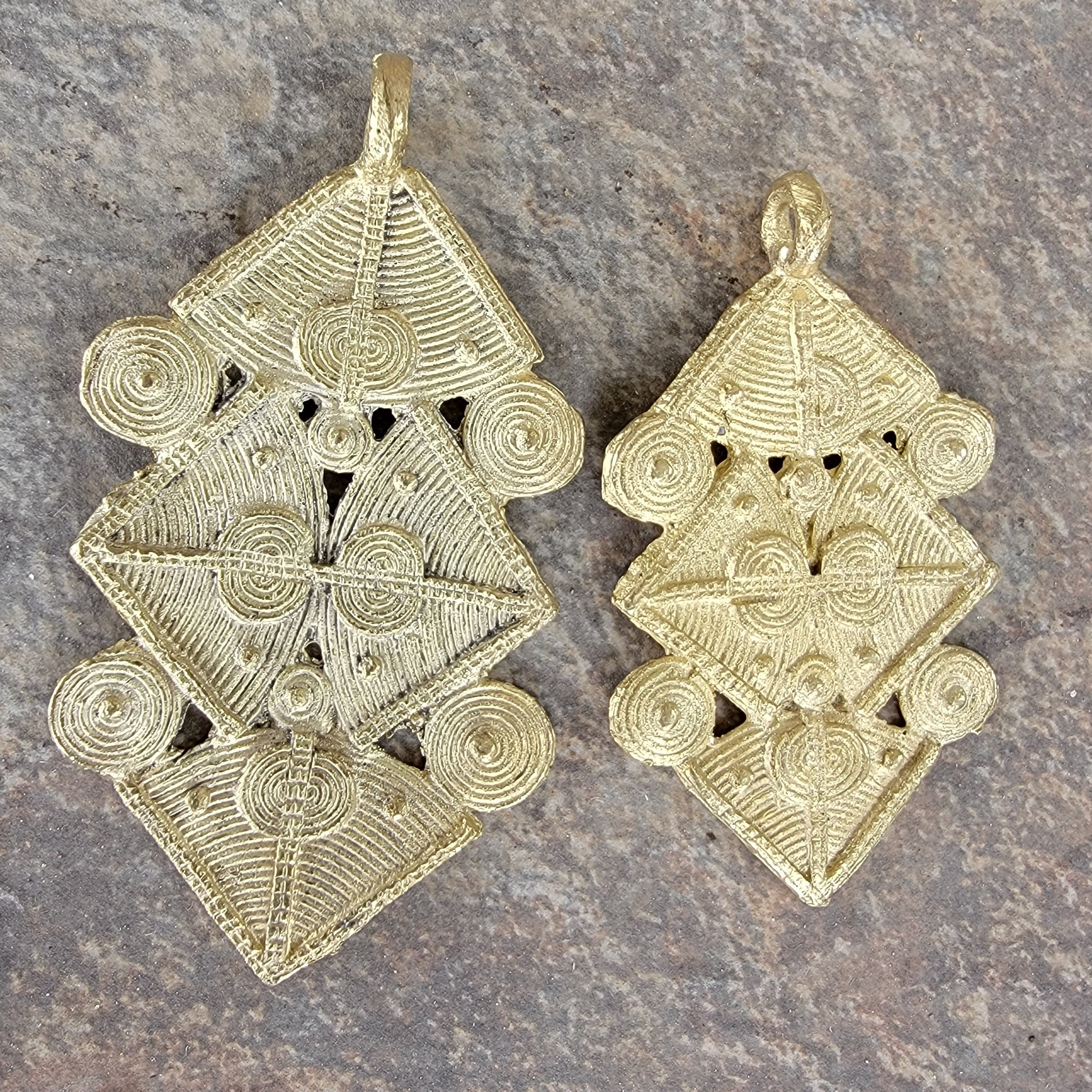 Triangle Brass Beads, African Jewelry, Metal Beads