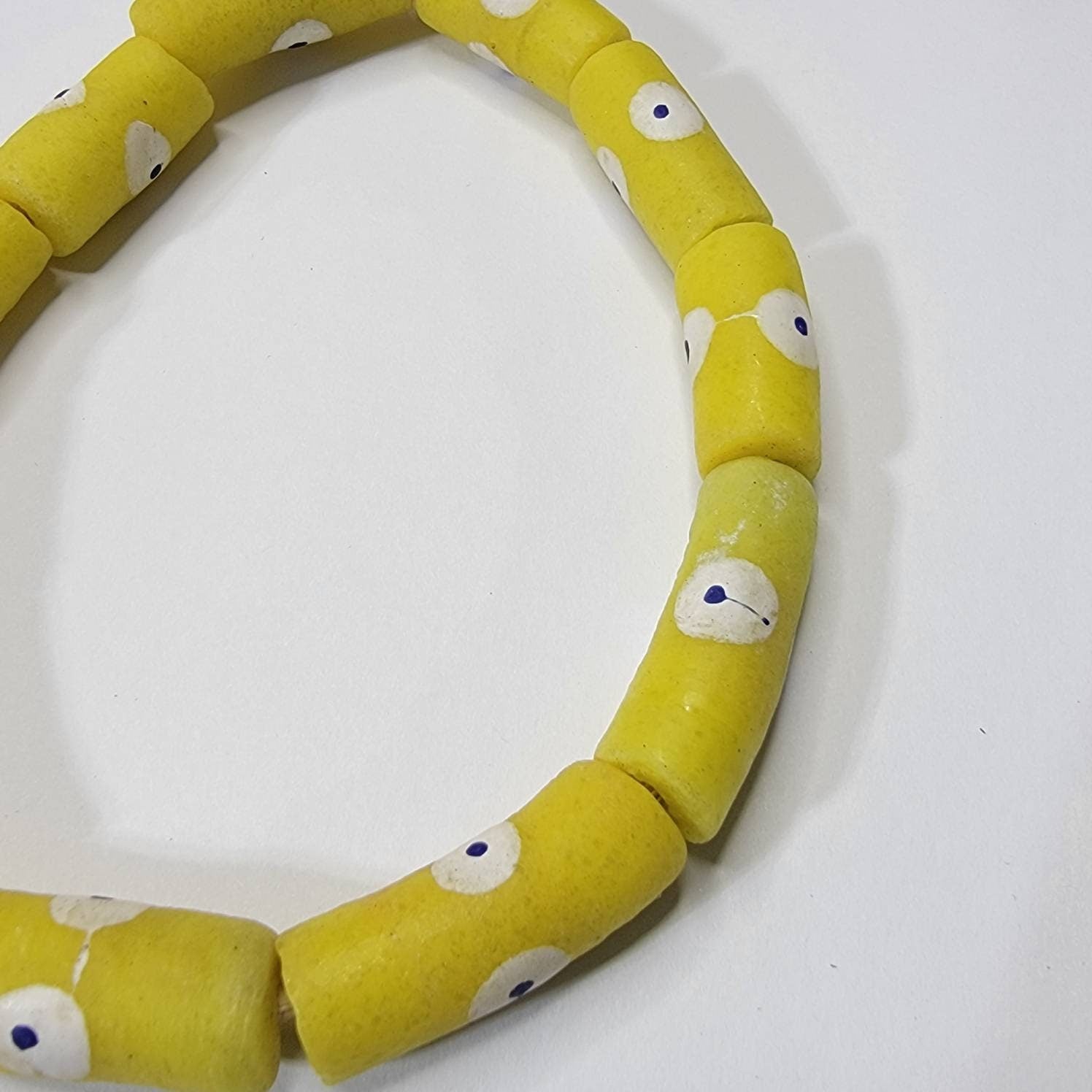 Yellow African Beads, Handmade Beads, Jewelry Making