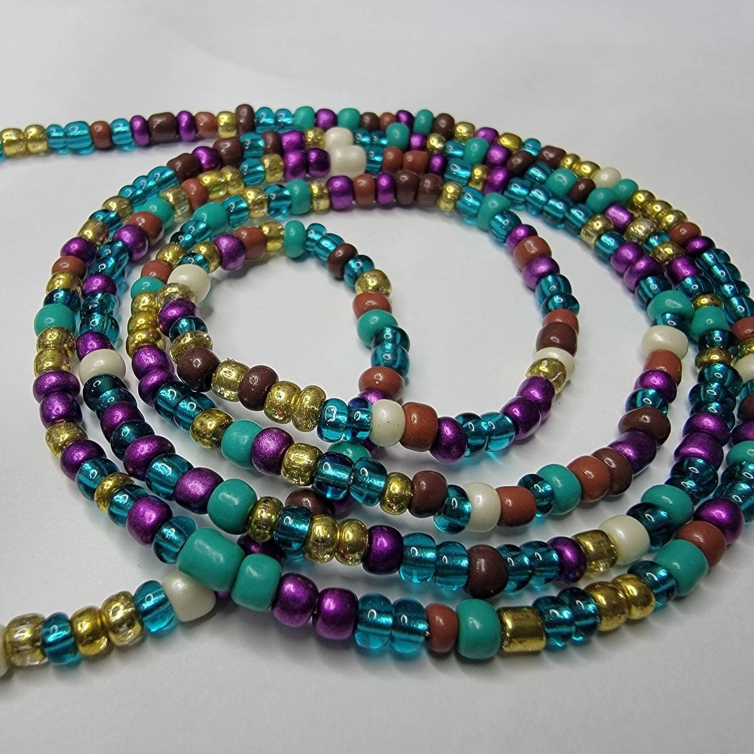 Metallic Turquoise Mix Waist Beads, Belly Chain, Plus Waist Beads, African Waist Beads