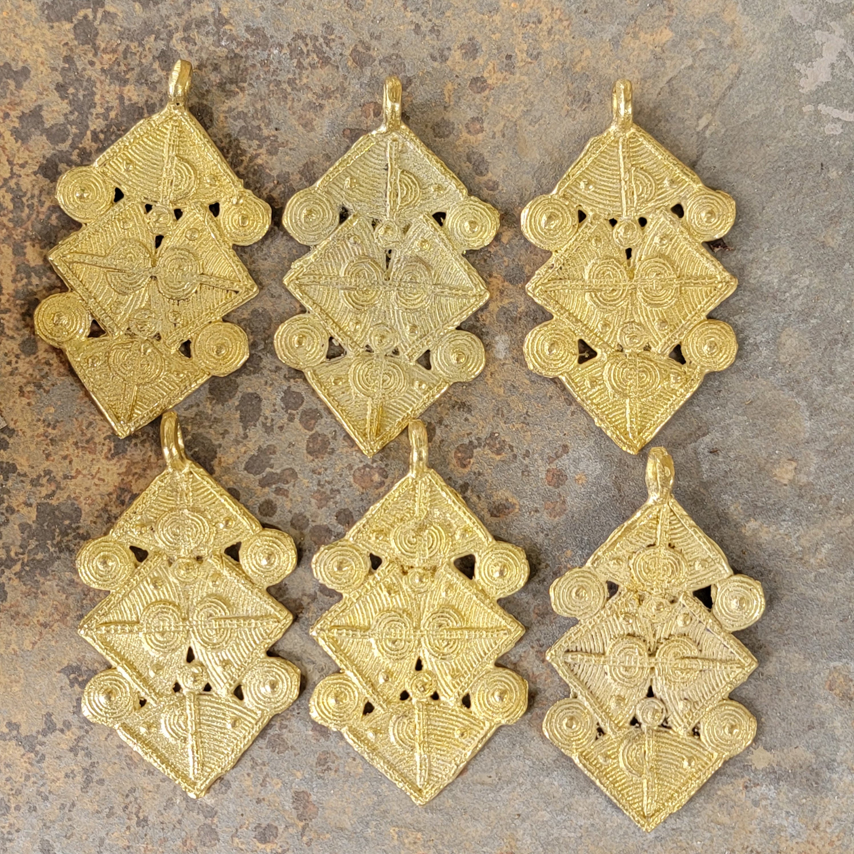 Triangle Brass Beads, African Jewelry, Metal Beads