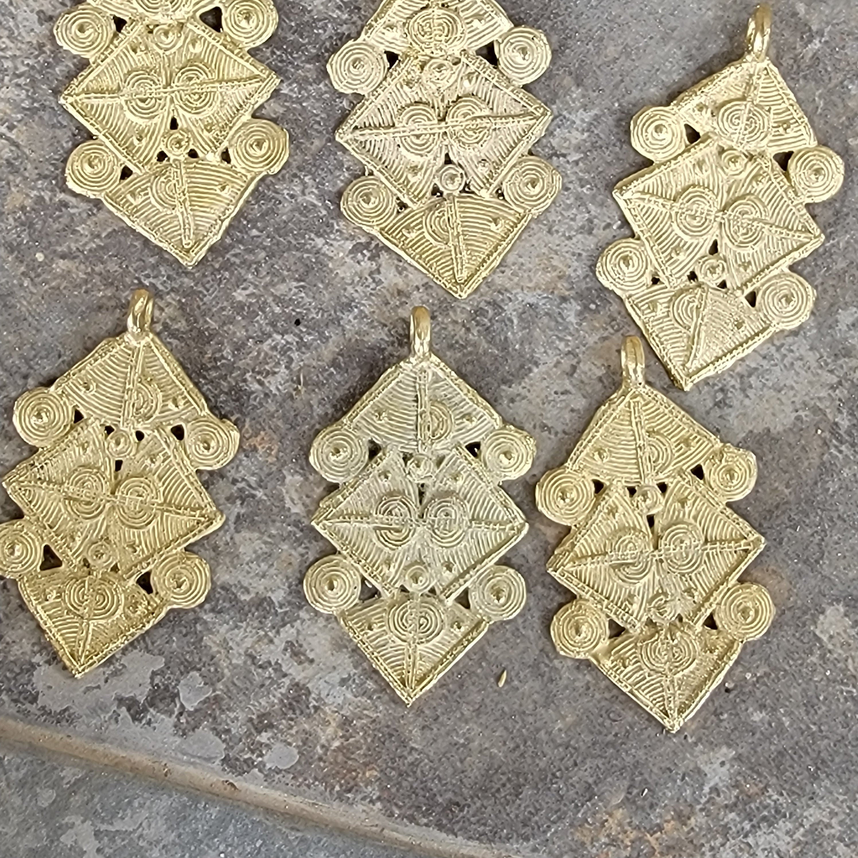 Triangle Brass Beads, African Jewelry, Metal Beads