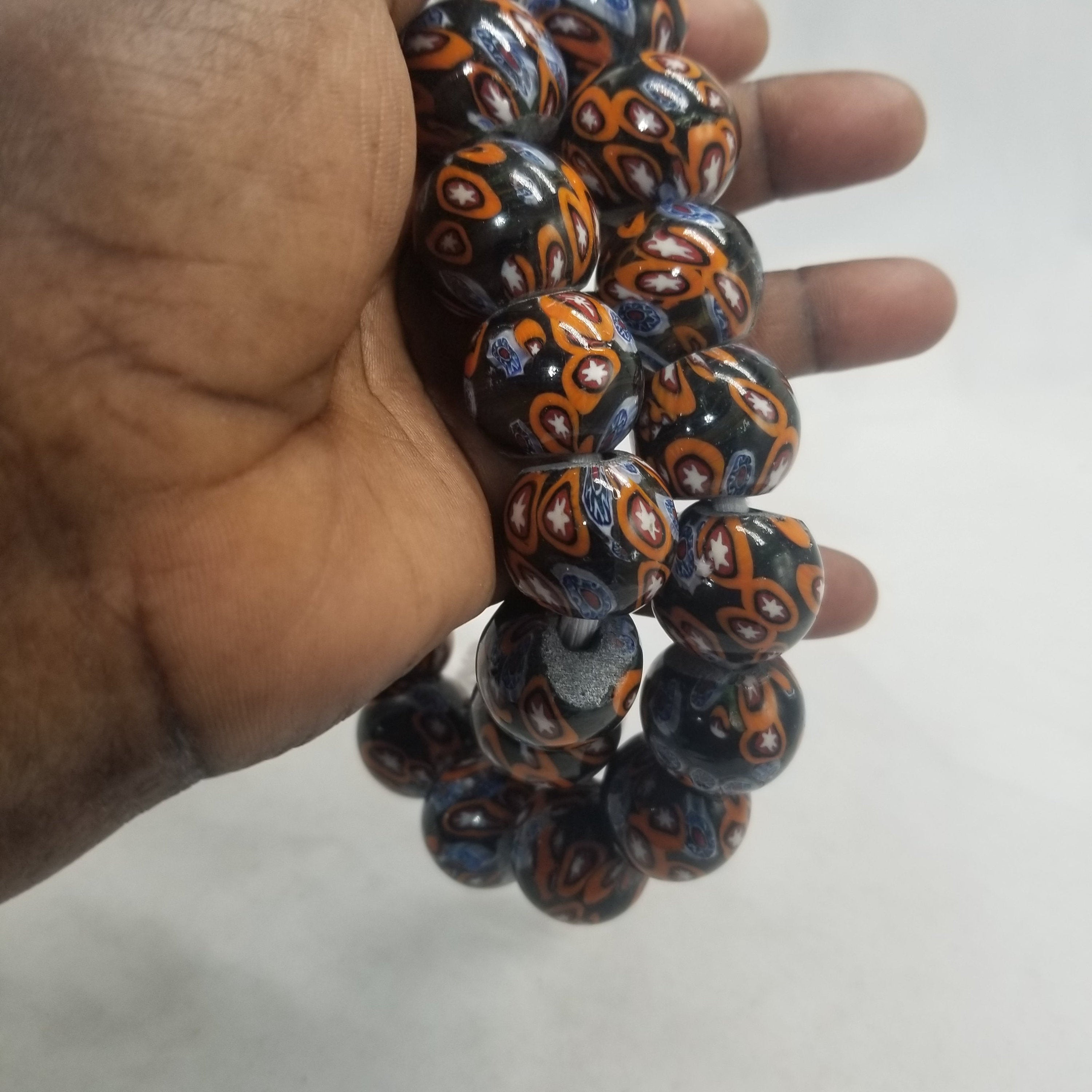 Black Orange Millefiori Beads