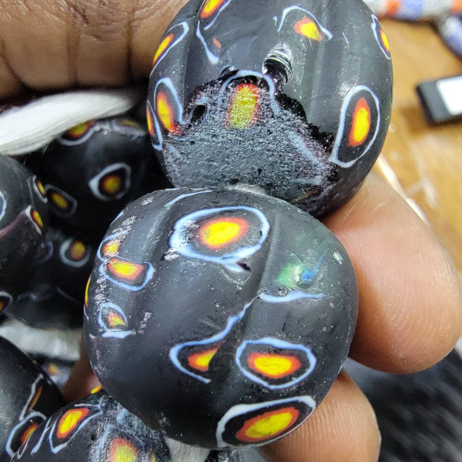 Black Millefiori Beads