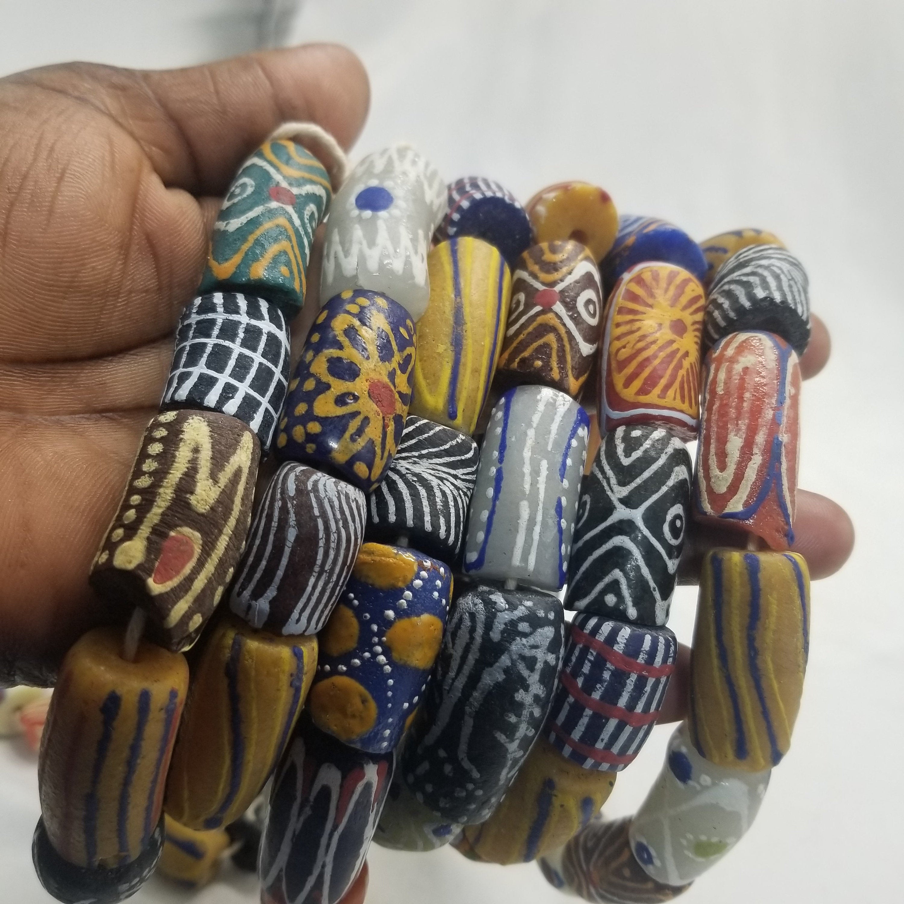 35 Large Mix African Beads, Craft Beads, Recycle Glass