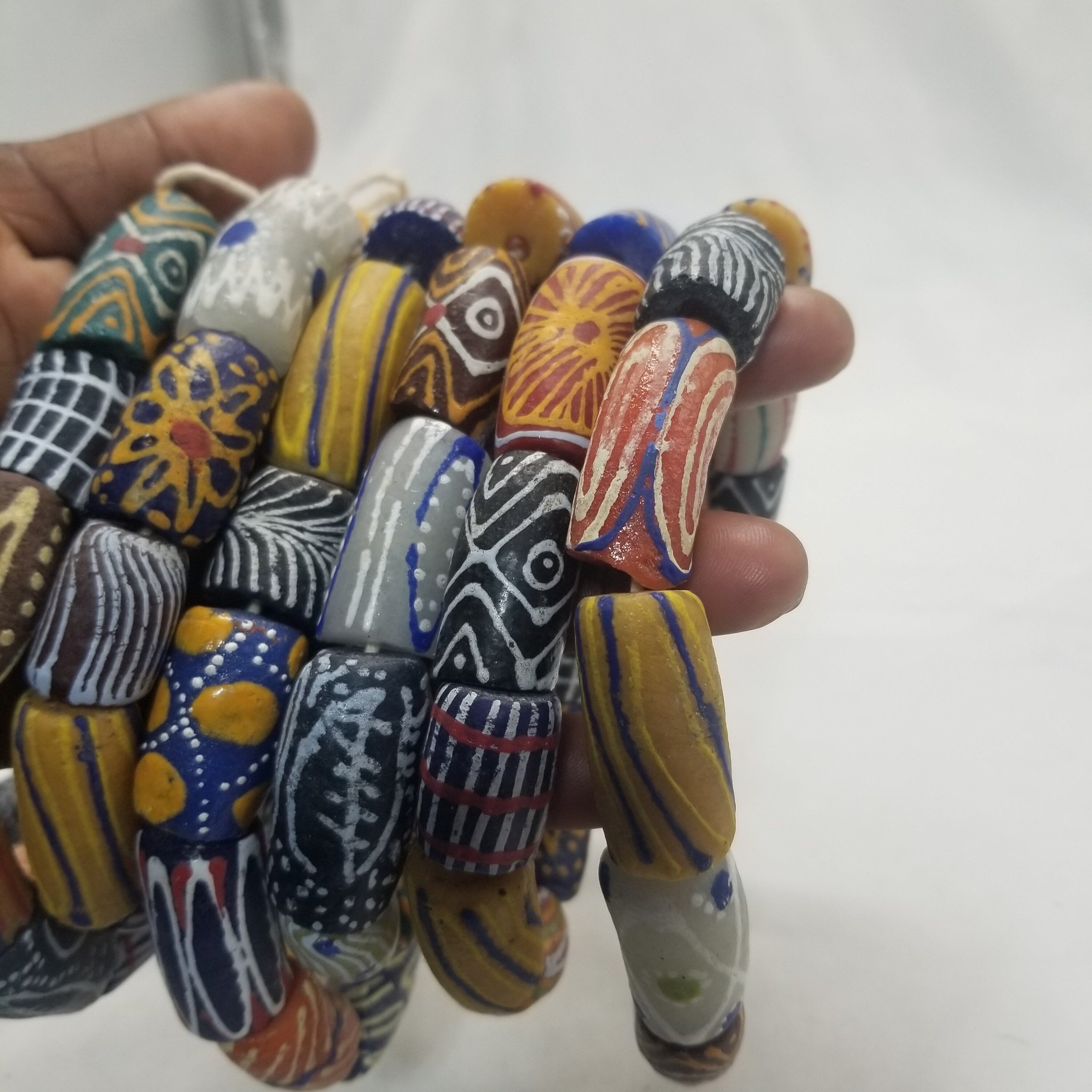 35 Large Mix African Beads, Craft Beads, Recycle Glass