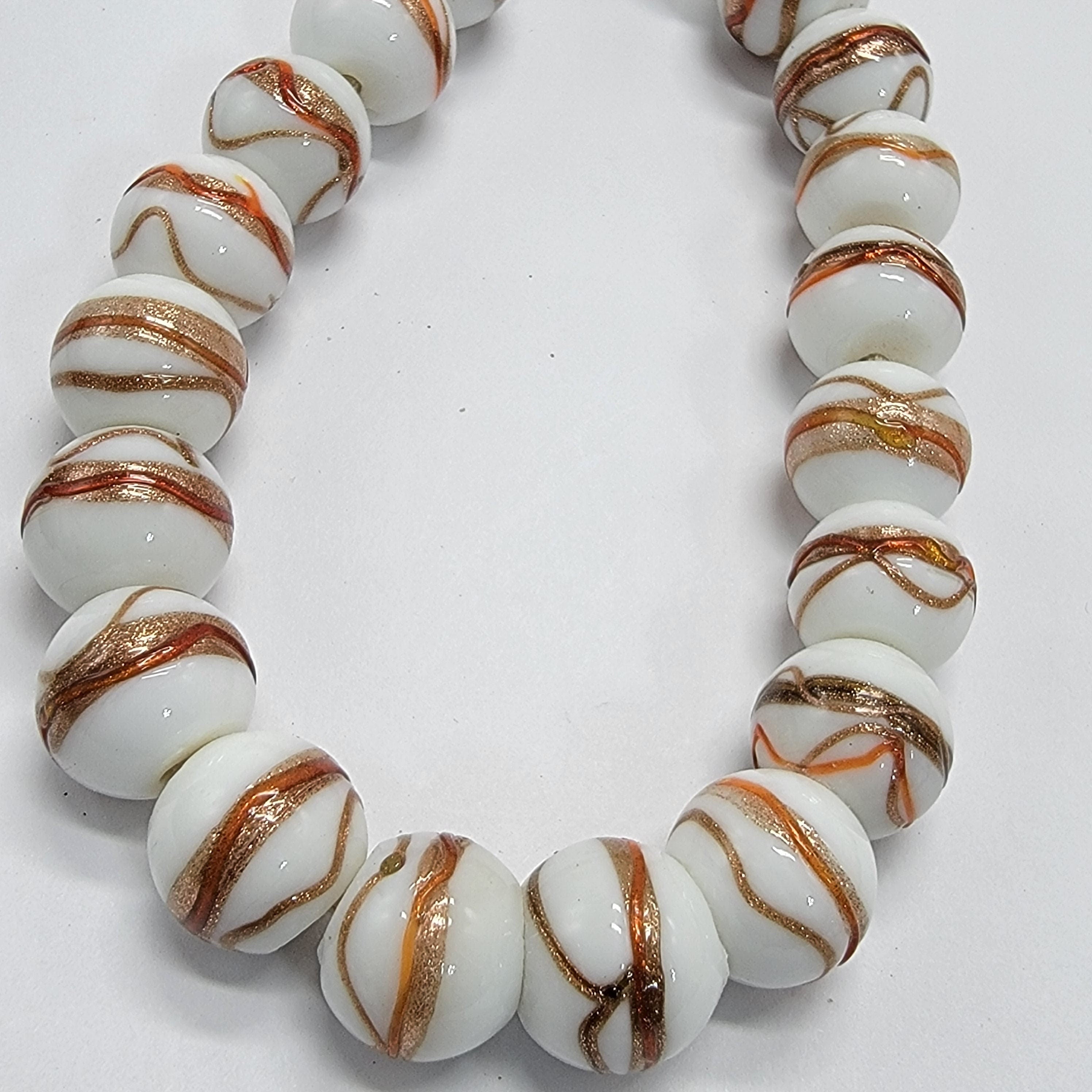 White Bronze Glass Beads