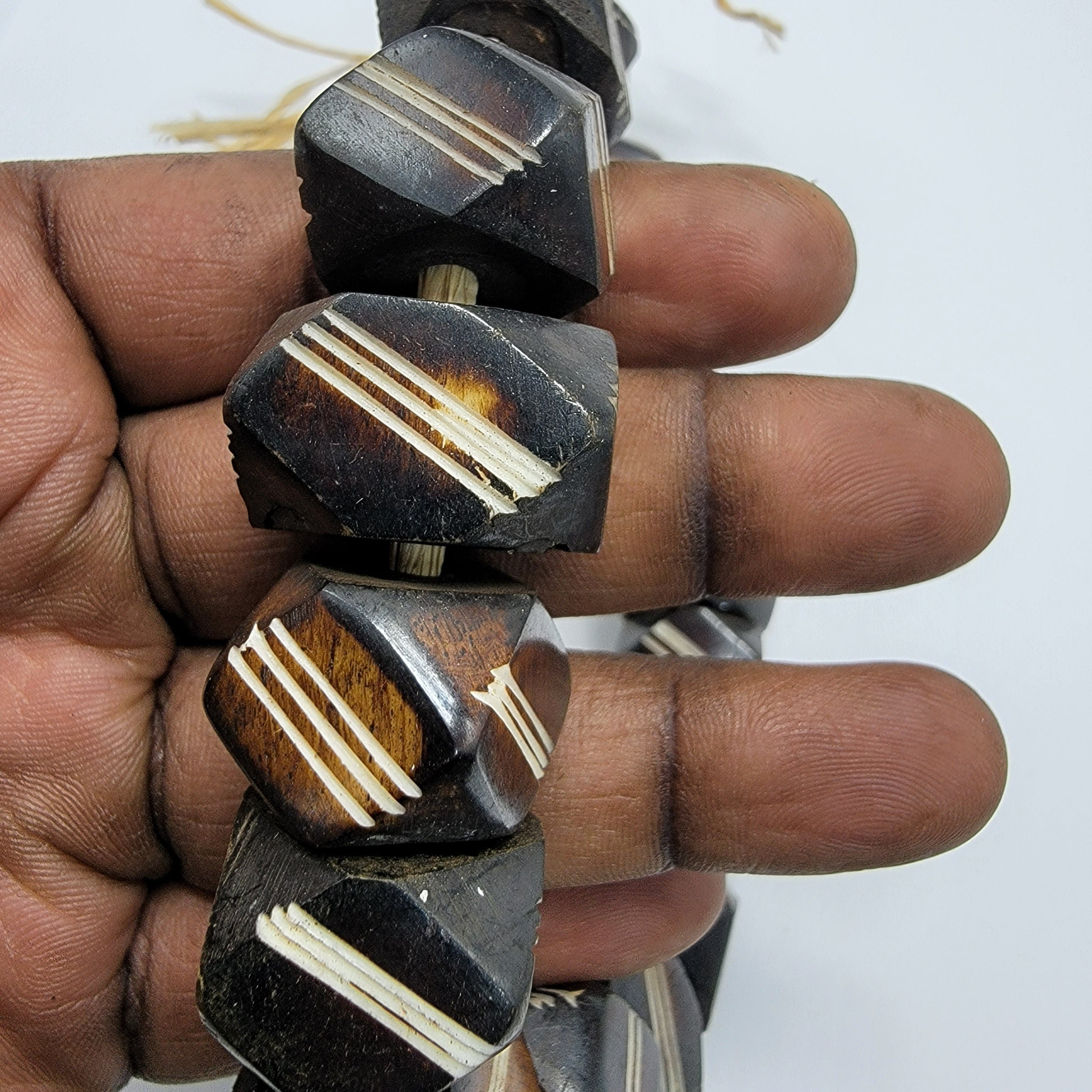 Brown Diamond African Bone Beads