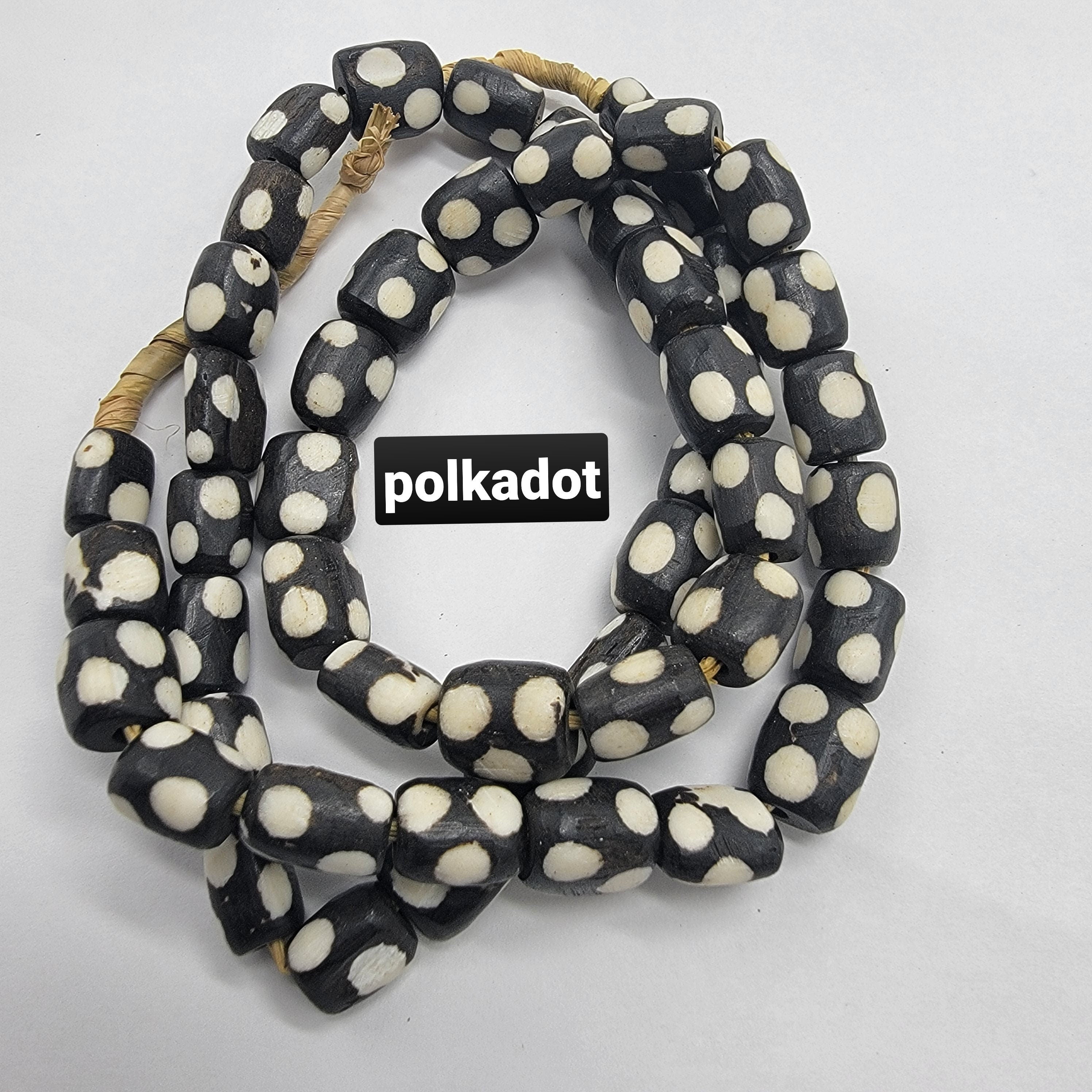 Polka dot African bone beads