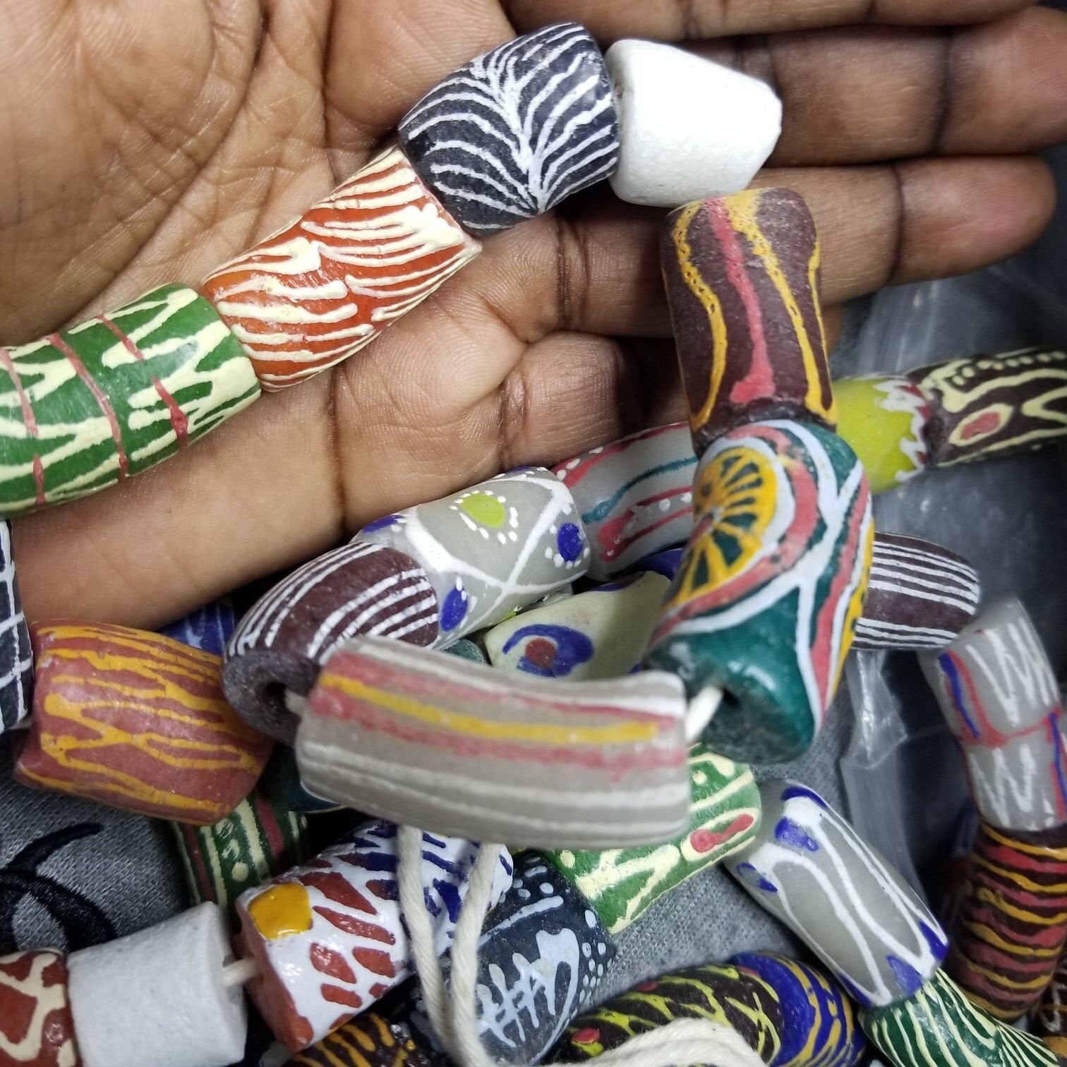 35 Large Mix African Beads, Craft Beads, Recycle Glass