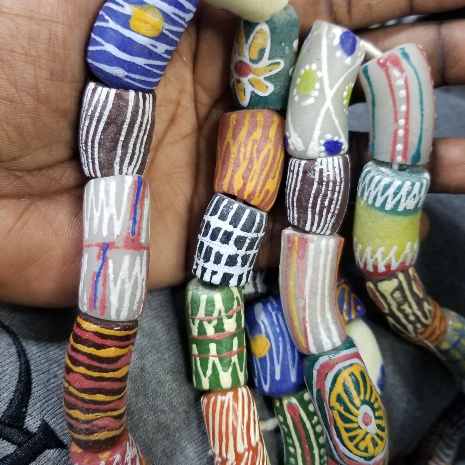 35 Large Mix African Beads, Craft Beads, Recycle Glass