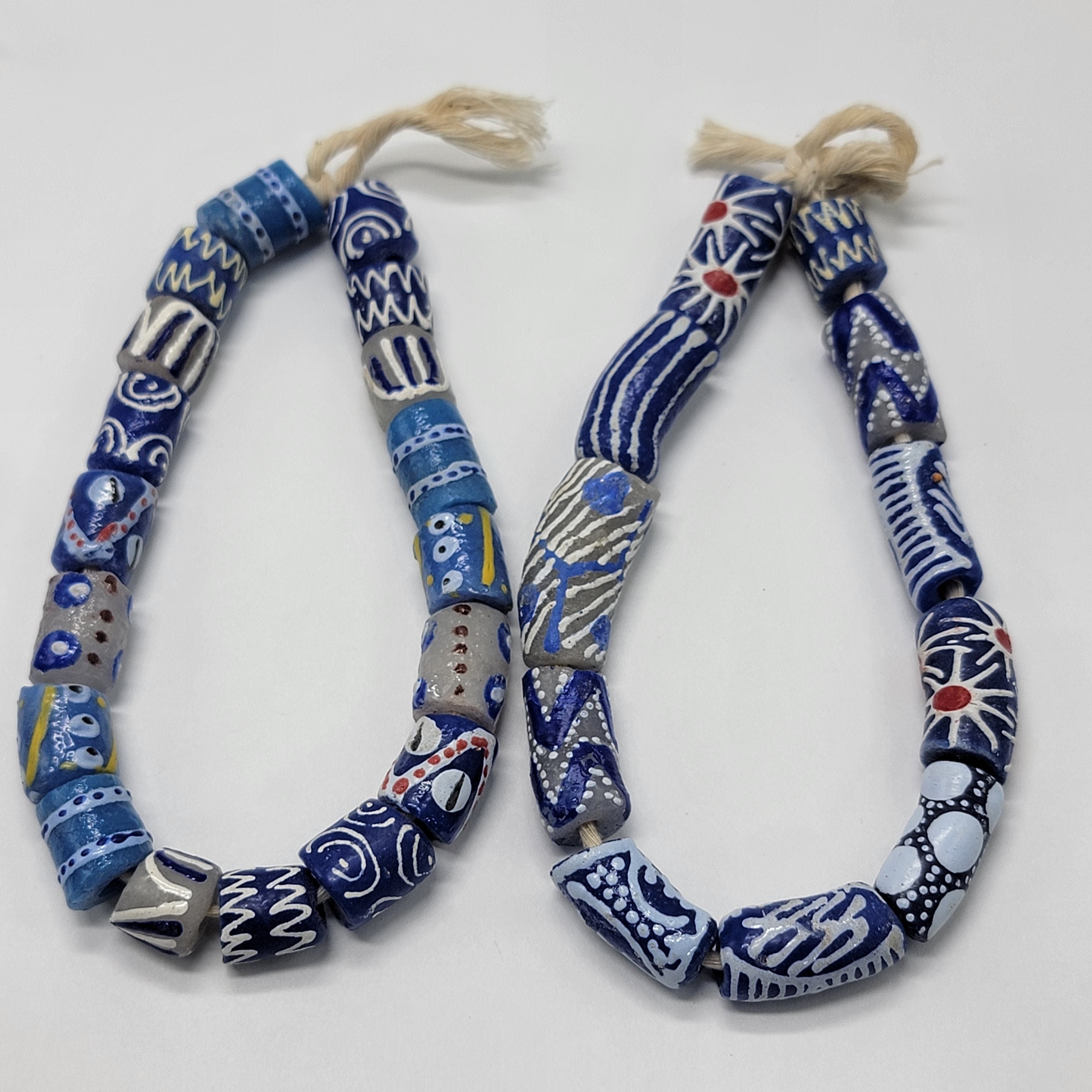 Blue Hand Painted African Beads