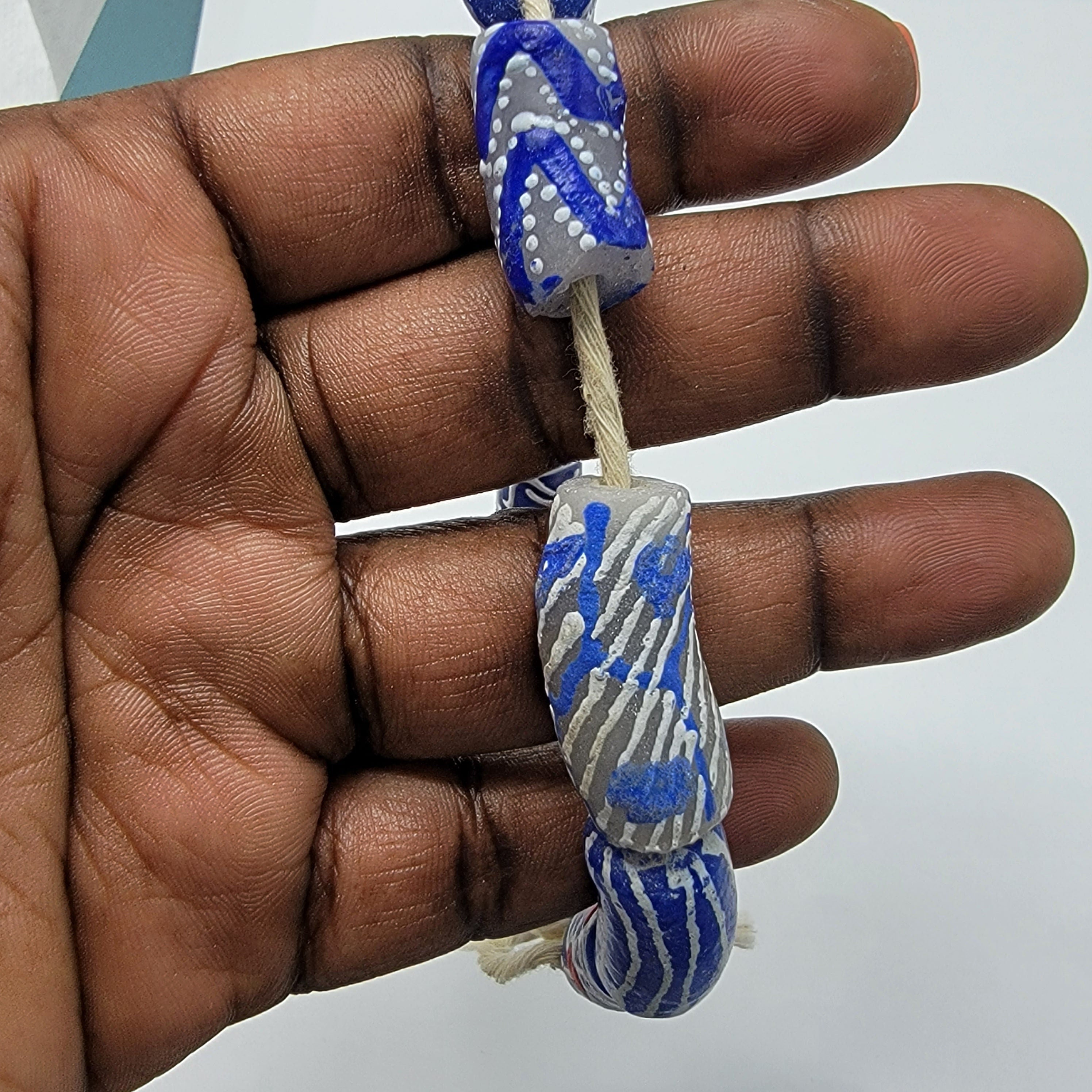 Blue Hand Painted African Beads