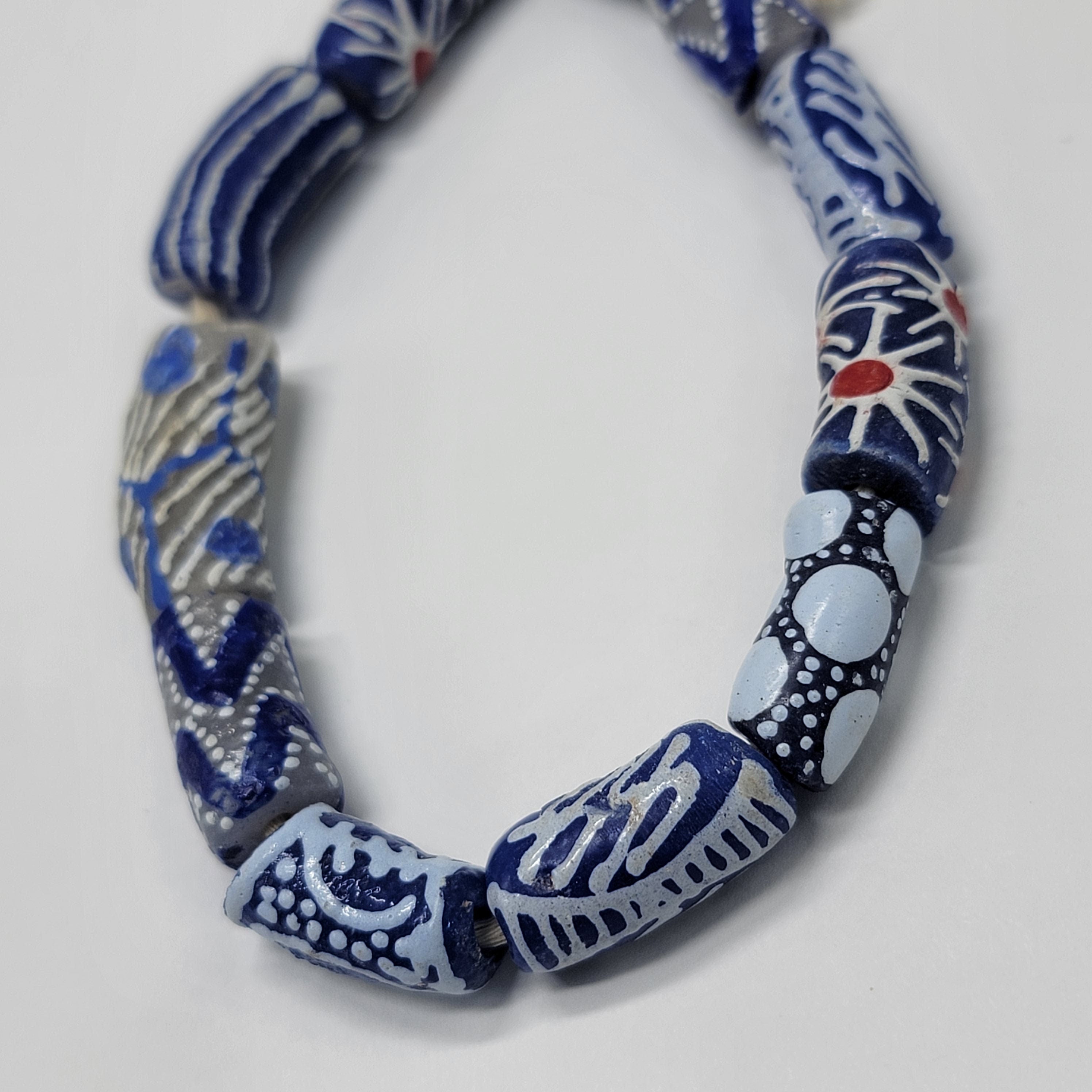 Blue Hand Painted African Beads