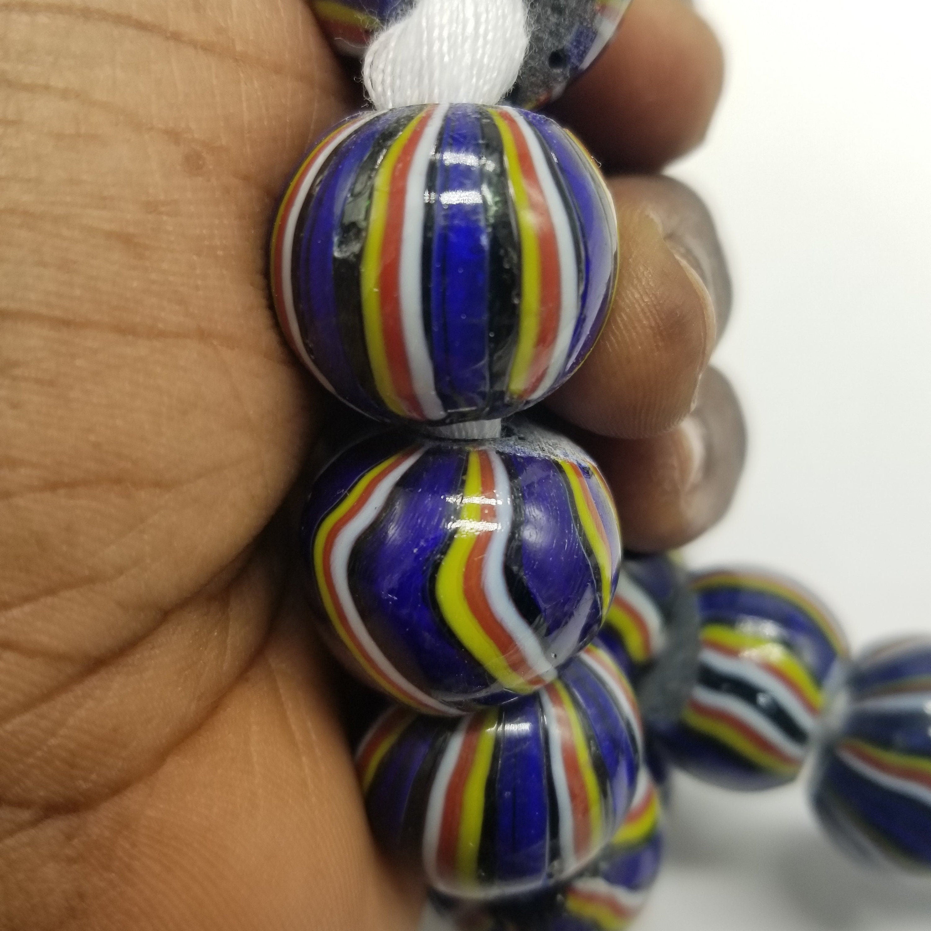 Blue Stripe Glass Bead