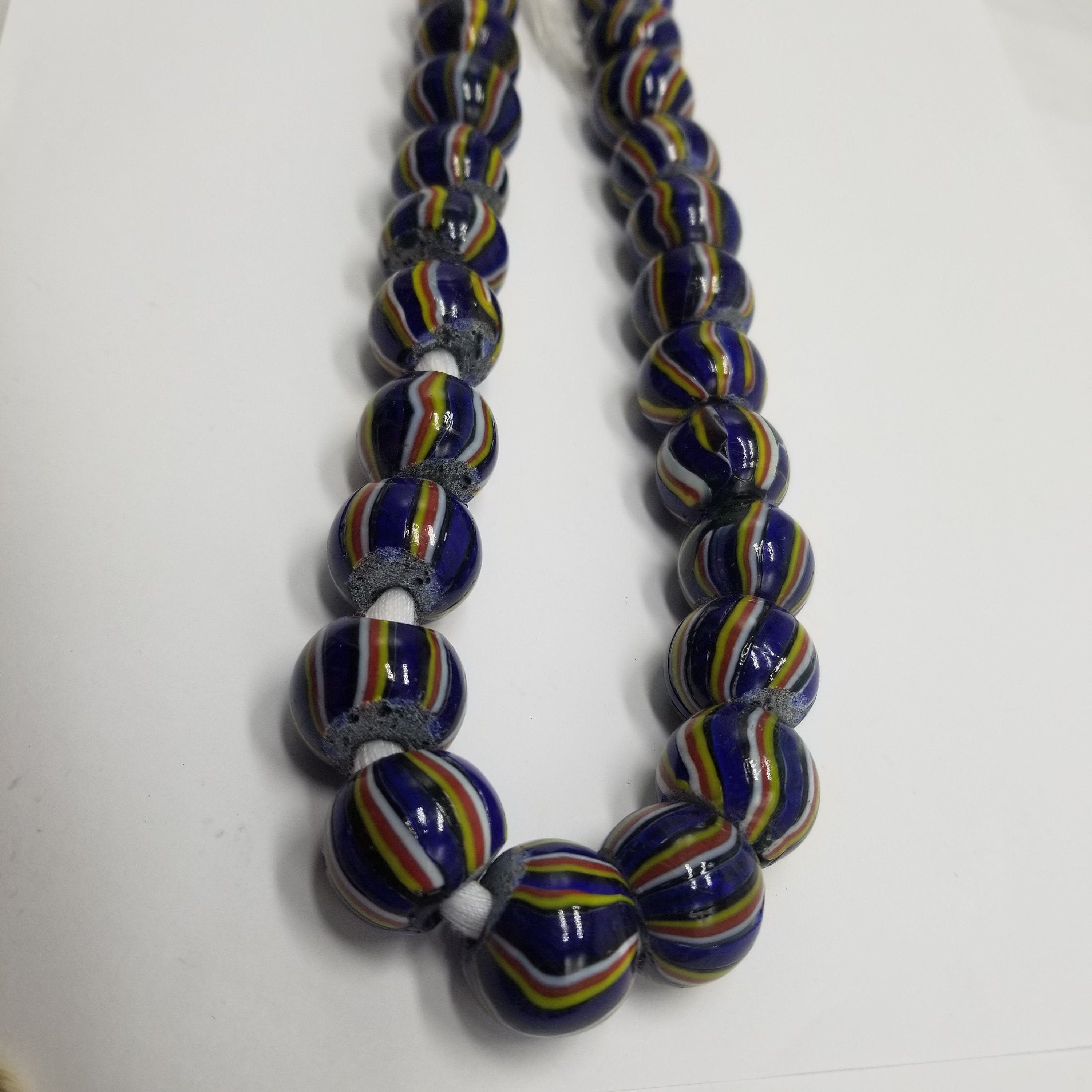 Blue Stripe Glass Bead