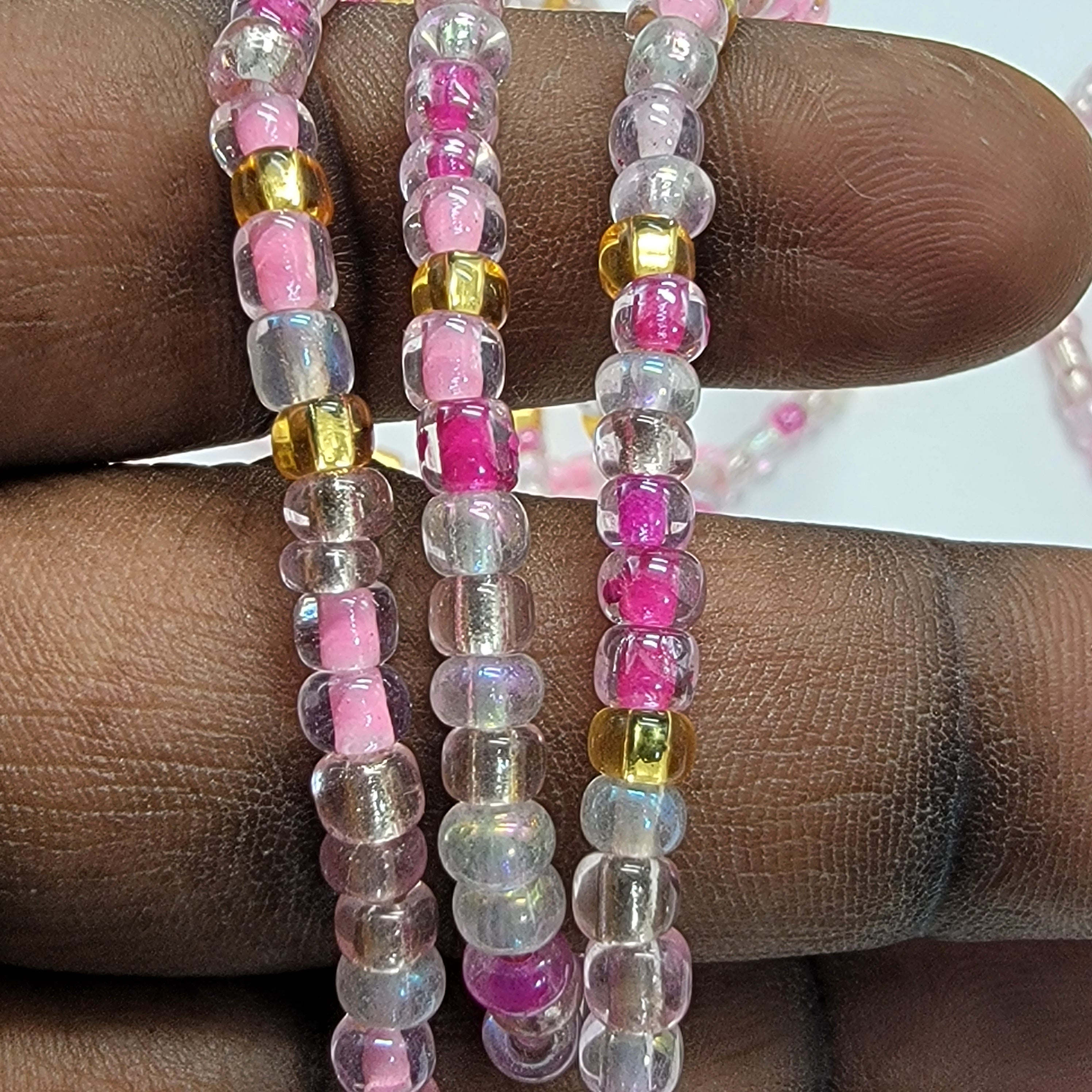 Pink Mix Waist Beads, Belly Chain, Plus Waist Beads, African Waist Beads