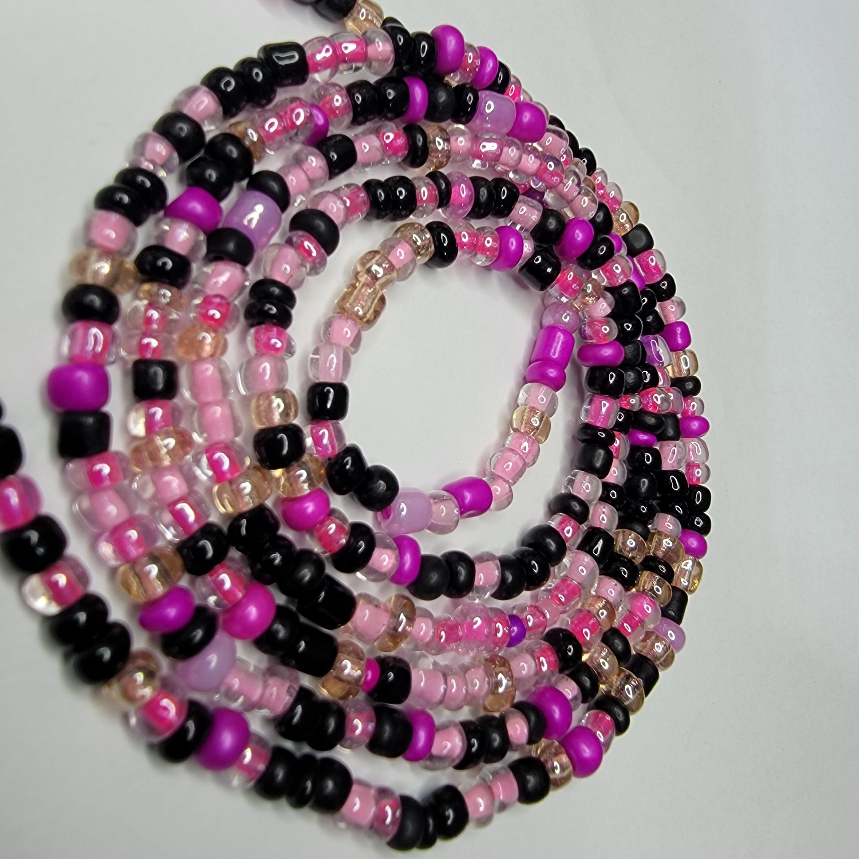 Pink Night Plus Beads, Belly Chain, Plus Waist Beads, Stretch Belly Beads