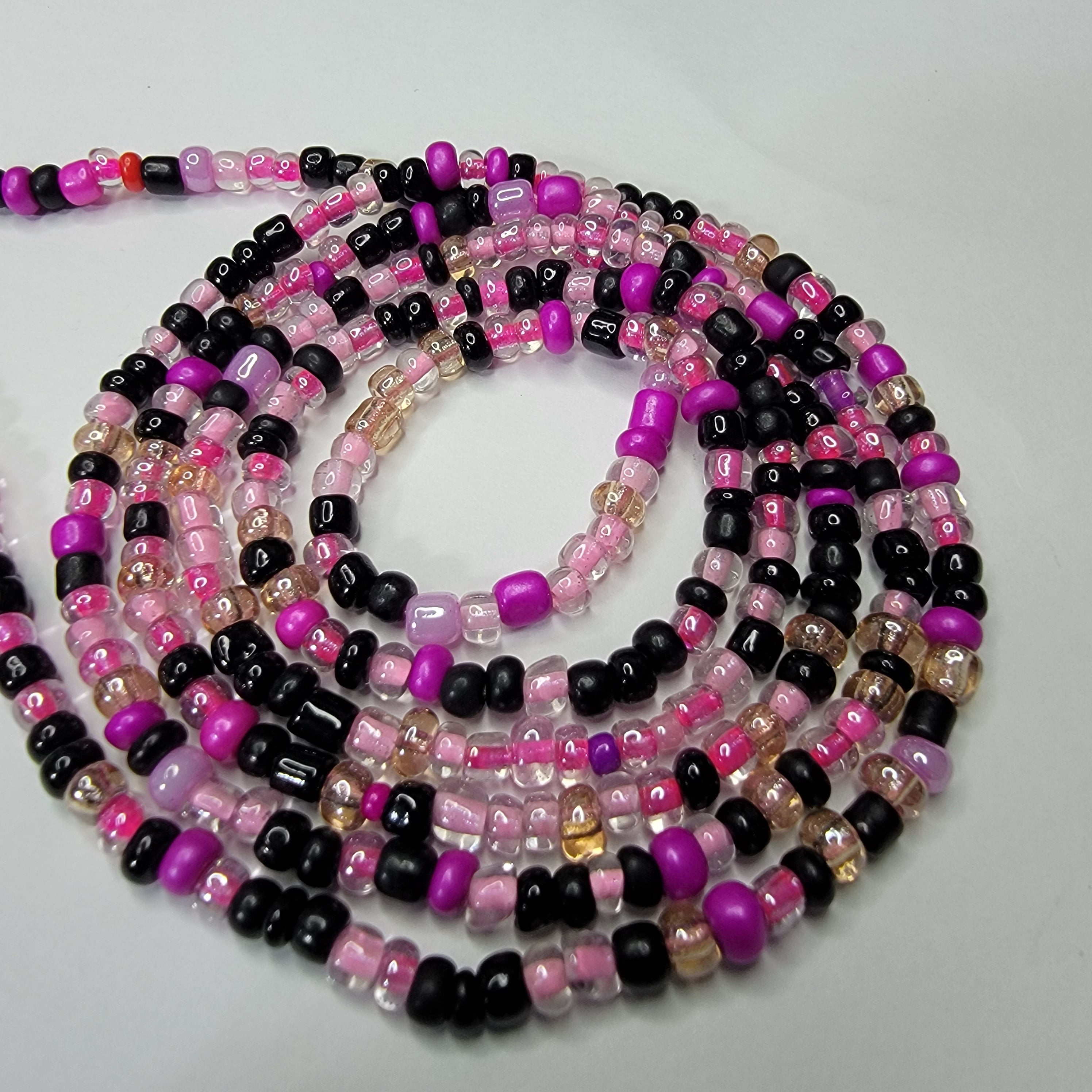 Pink Night Plus Beads, Belly Chain, Plus Waist Beads, Stretch Belly Beads