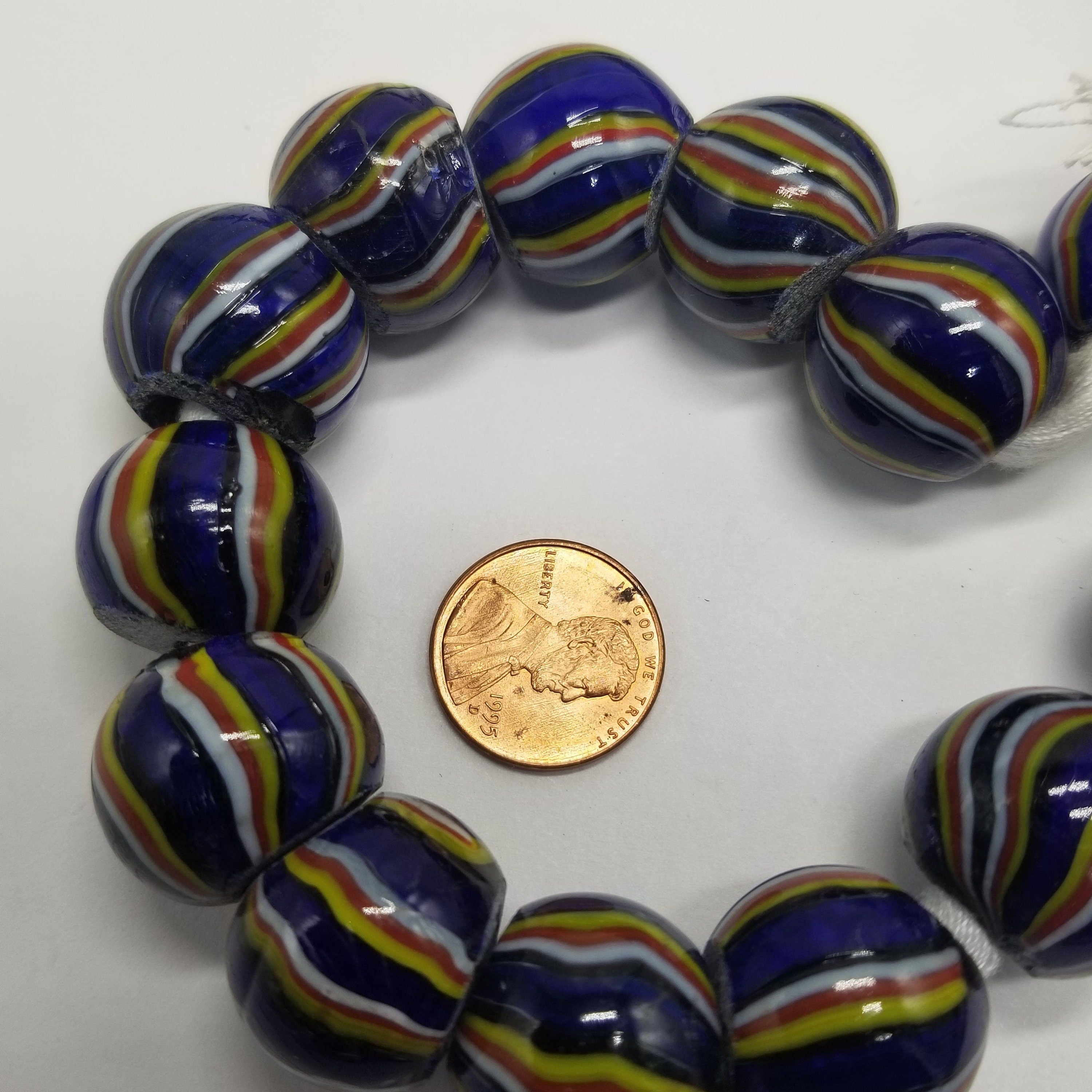 Blue Stripe Glass Bead