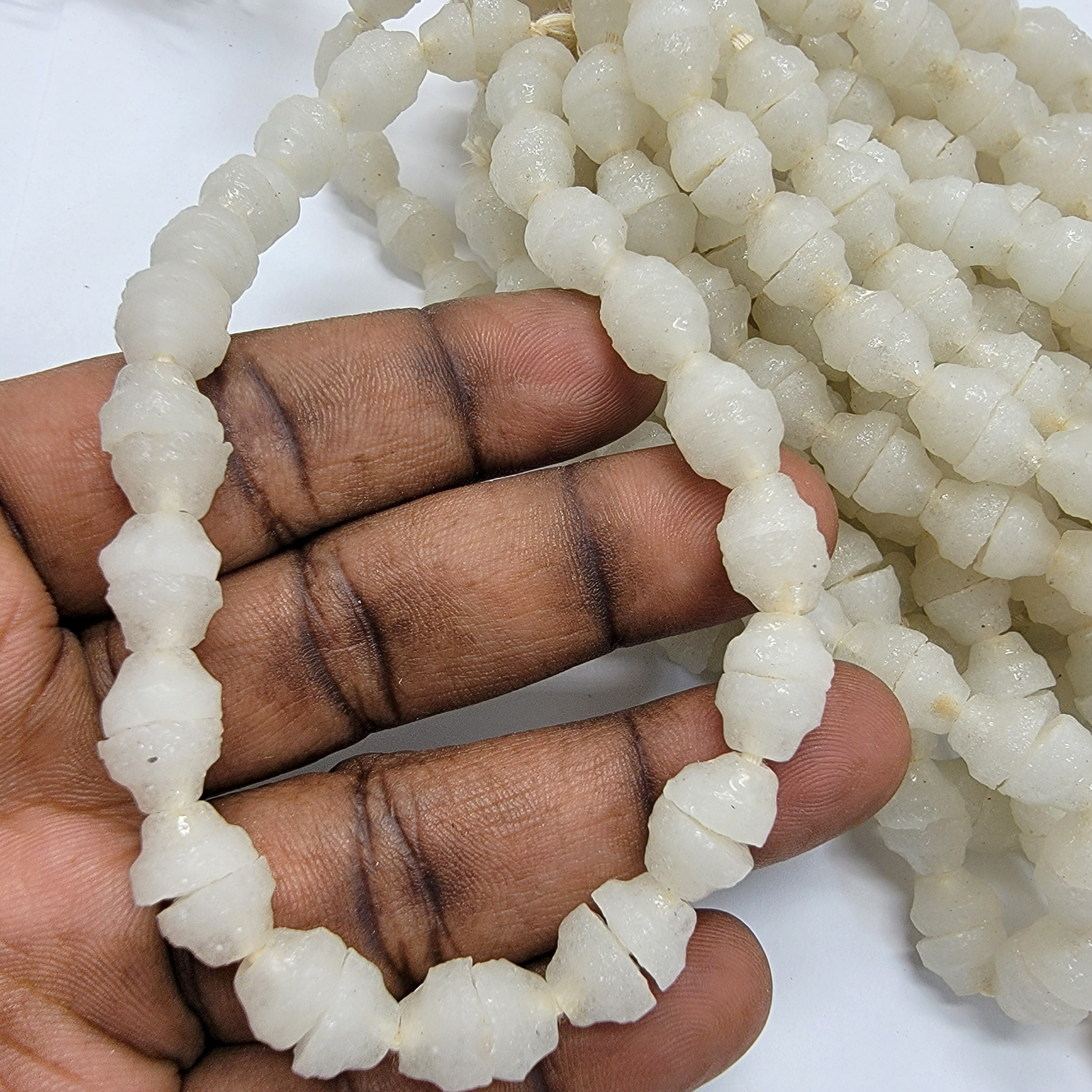 30 Frosted Unique African Beads