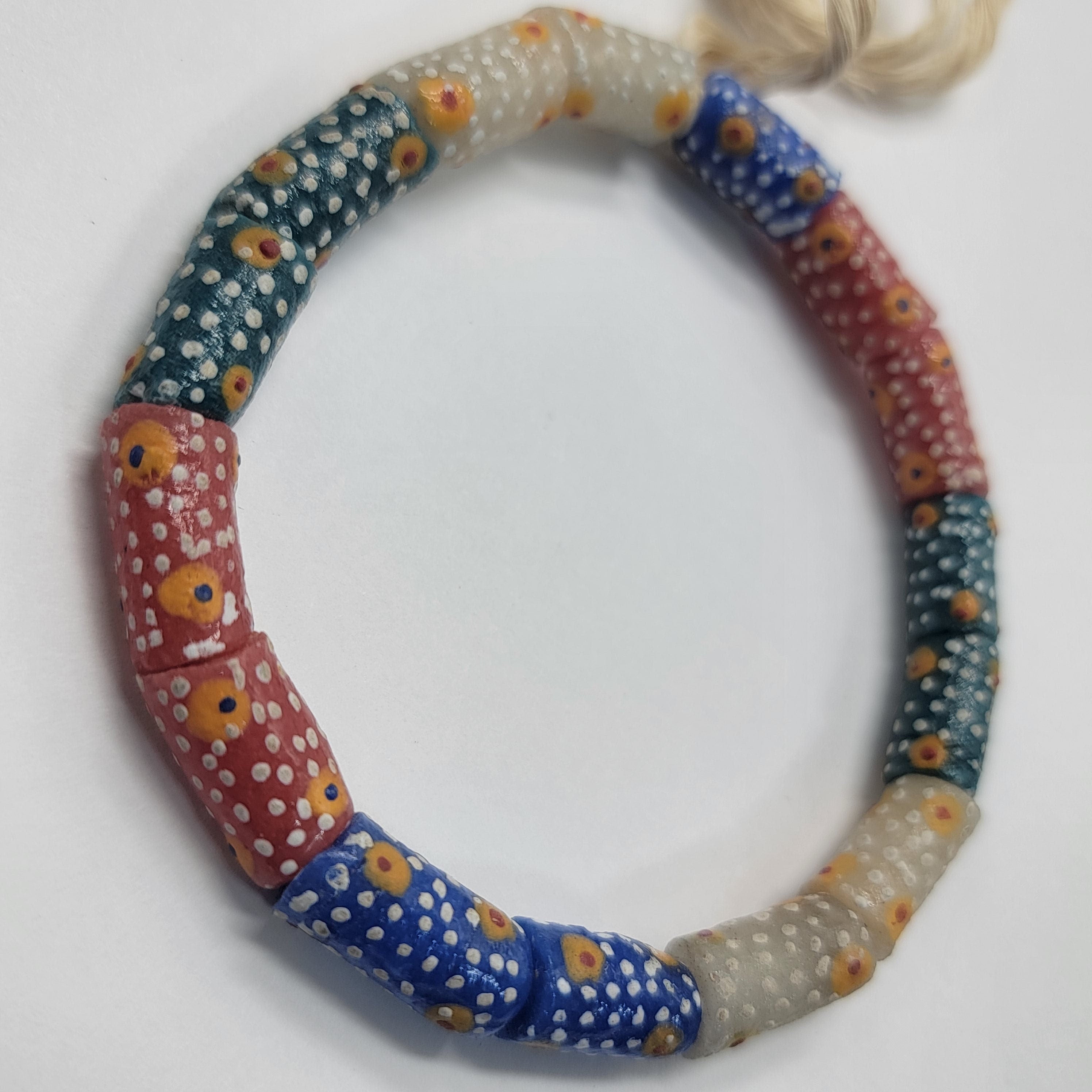 16 Small African Beads, Dotted Krobo Jewelry