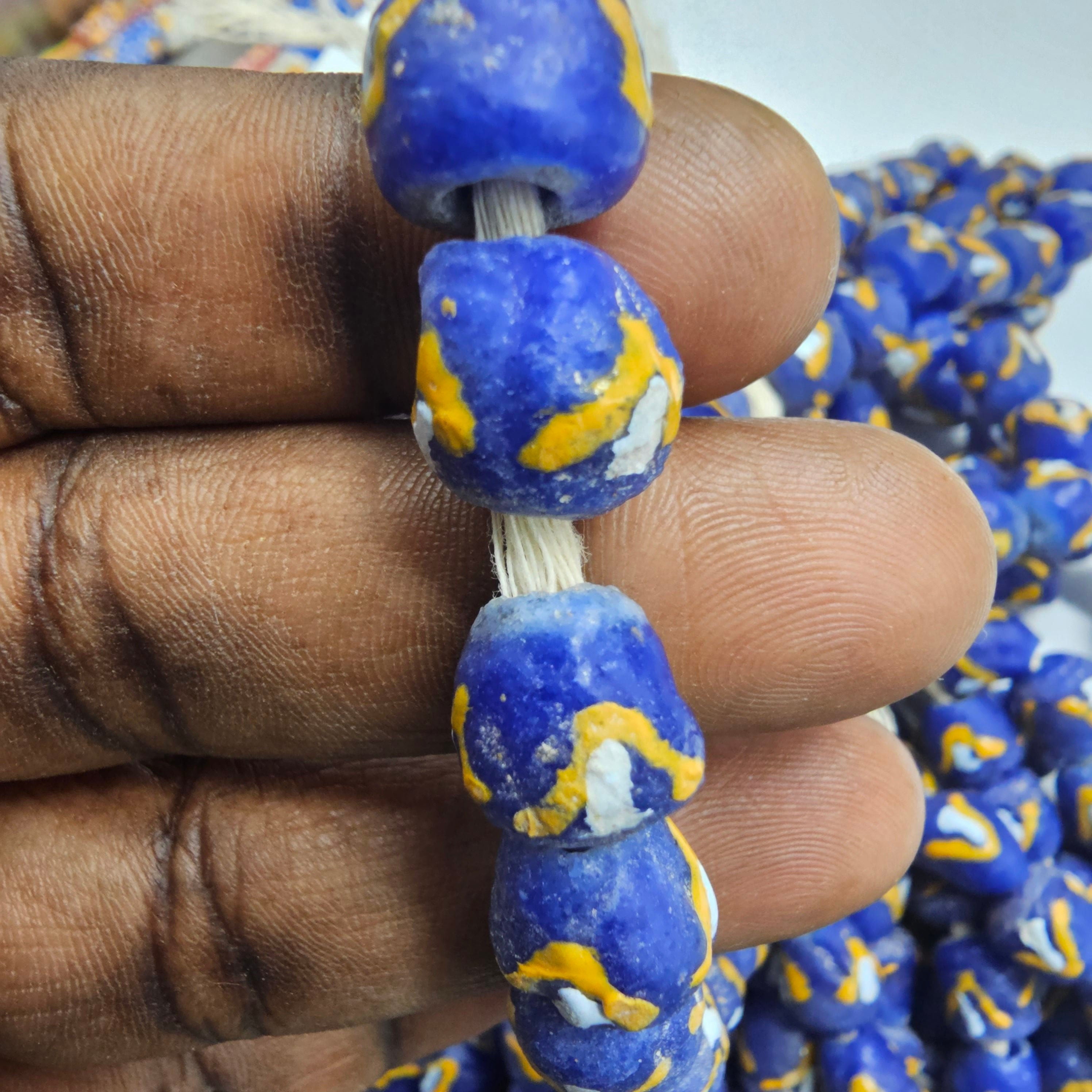 20 Round African Glass Beads, Krobo Round Beads