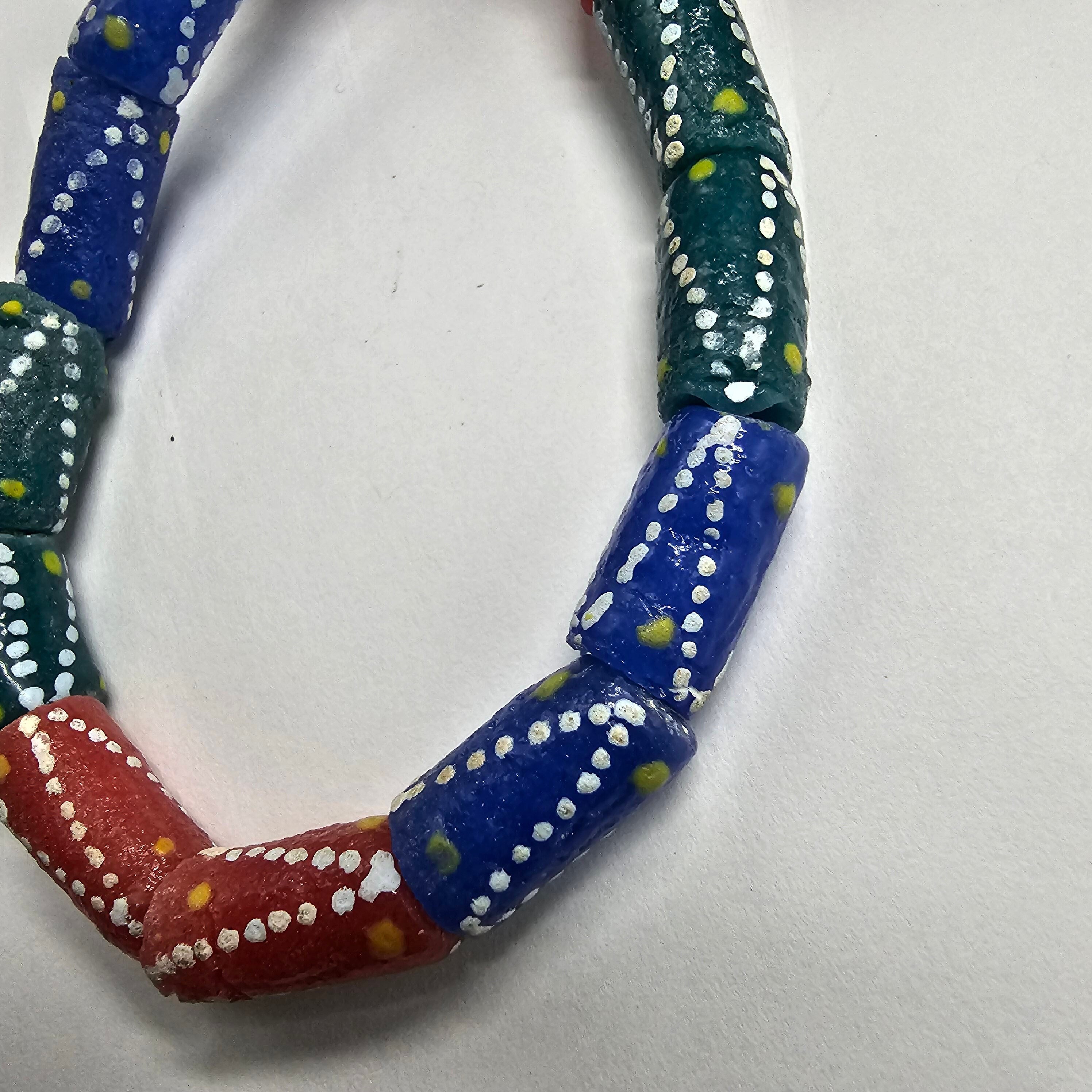 15 African Beads, Krobo beads, Recycle beads