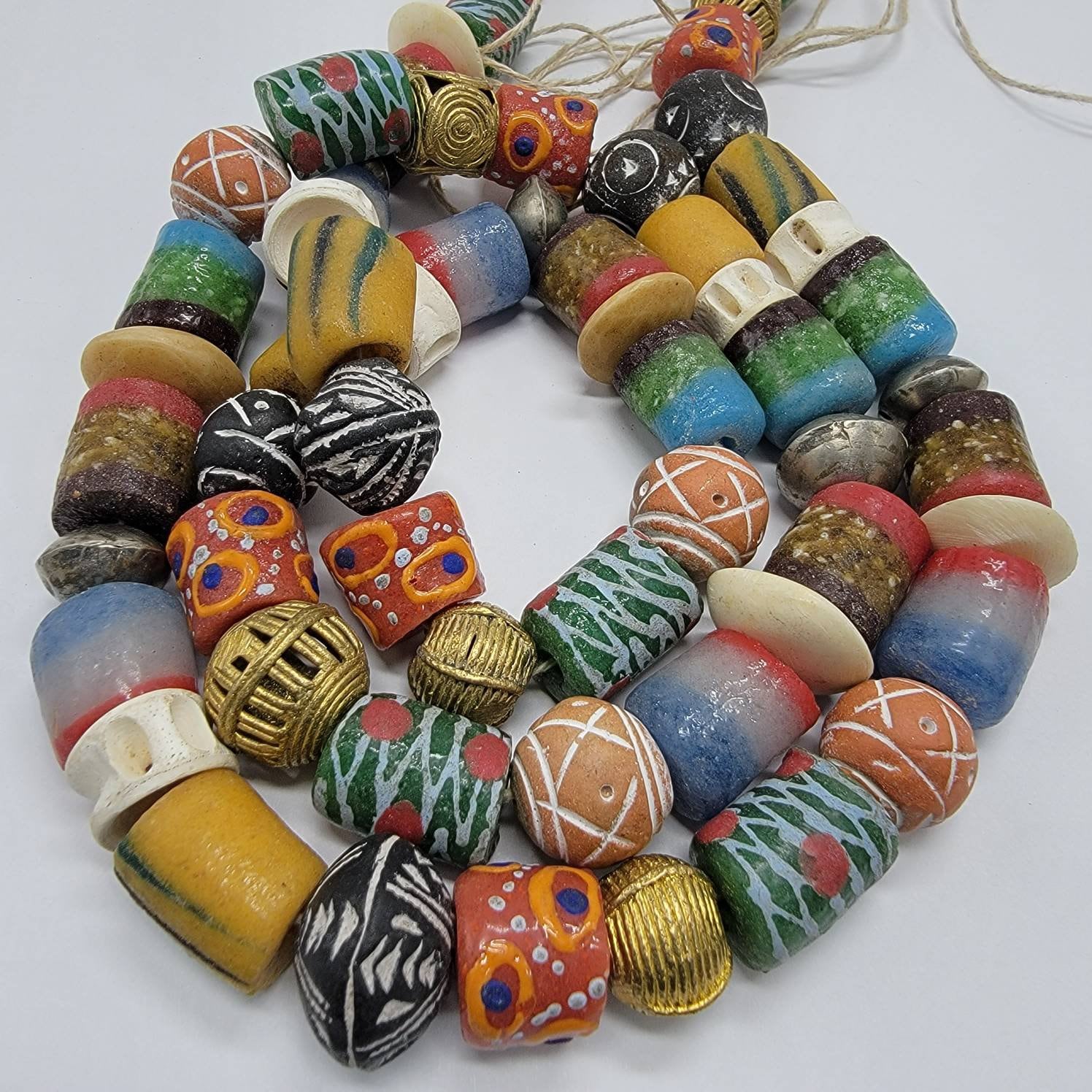 29 Mix Beads, Bone Beads, Krobo Beads, Terracotta Beads, Tuareg Beads